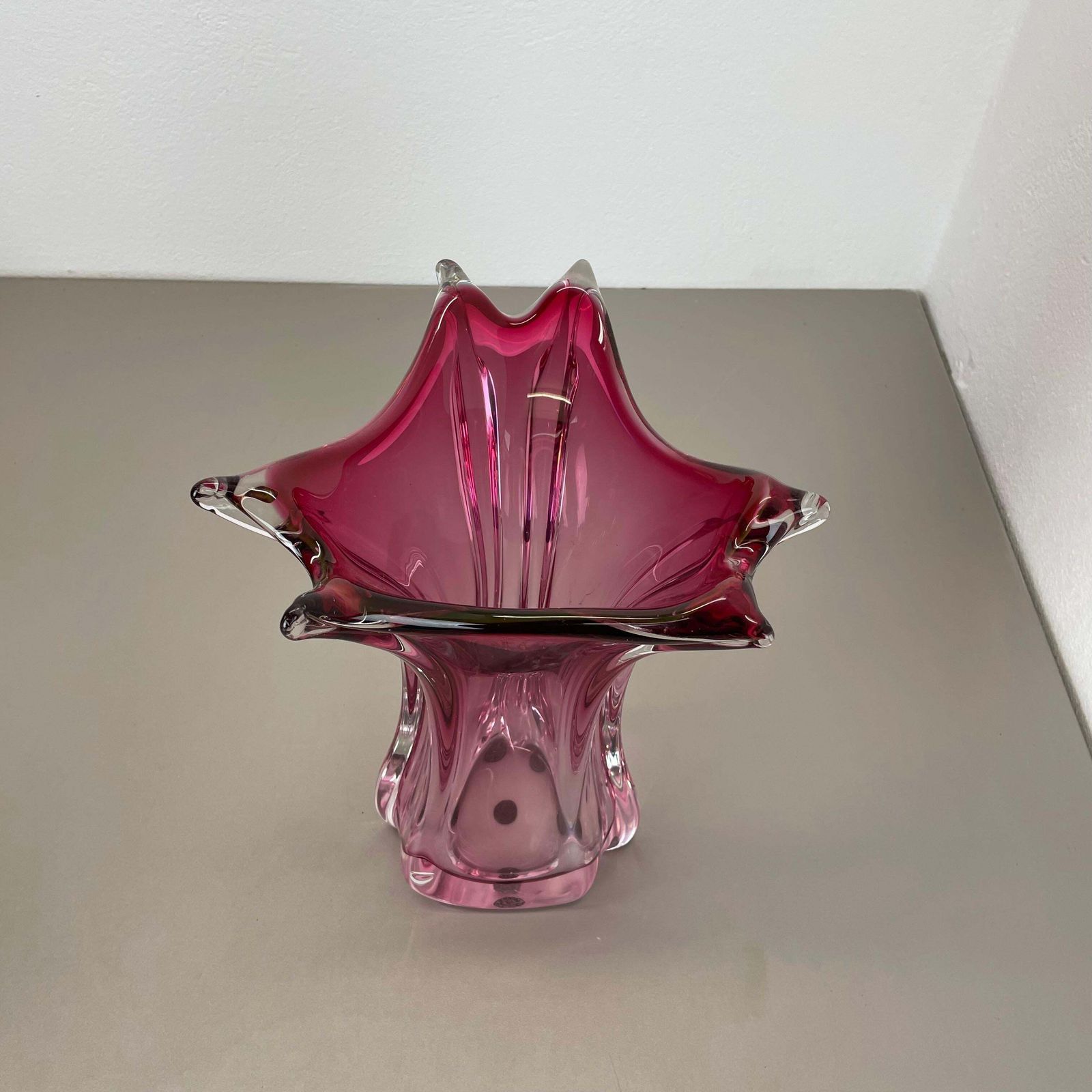Large 4.1kg 32cm Murano "Chambord" Glass Vase By Fratelli Toso, Italy, 1970s photo vinterior