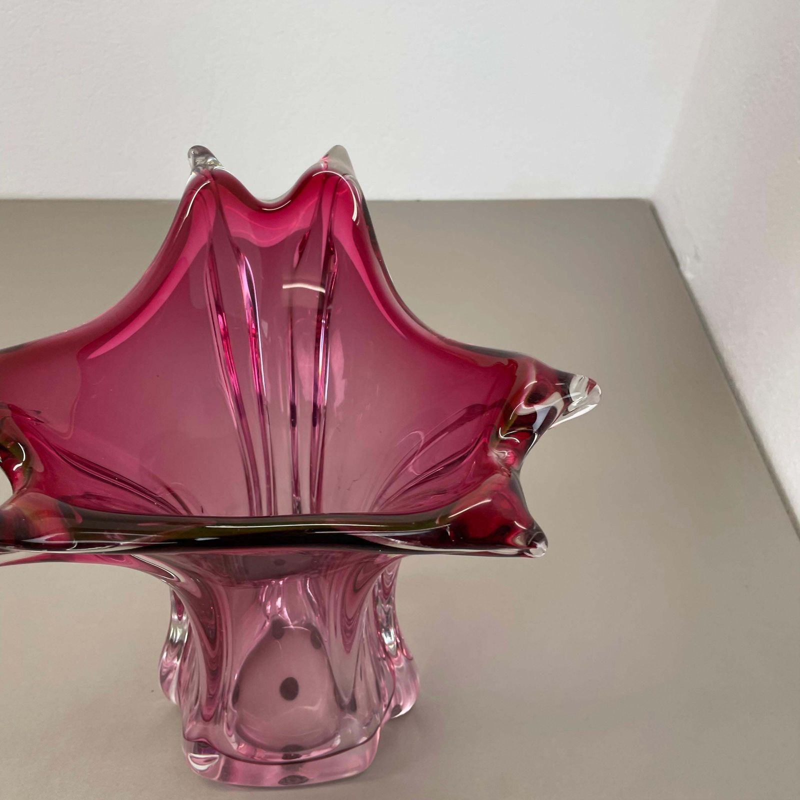 Large 4.1kg 32cm Murano "Chambord" Glass Vase By Fratelli Toso, Italy, 1970s photo vintage