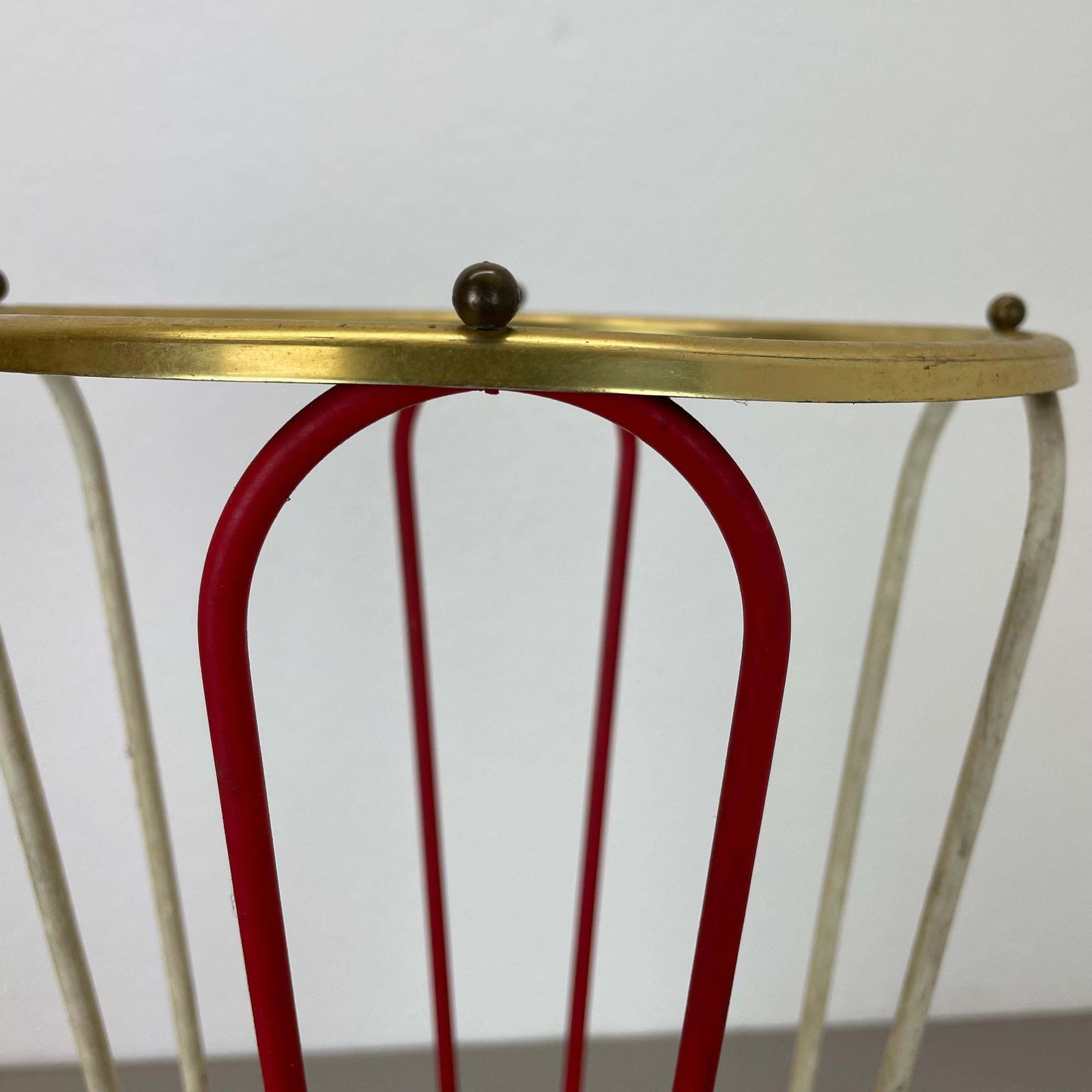 Original Looped Metal Brass Modernist Bauhaus Umbrella Stand Germany, 1950s photo buy