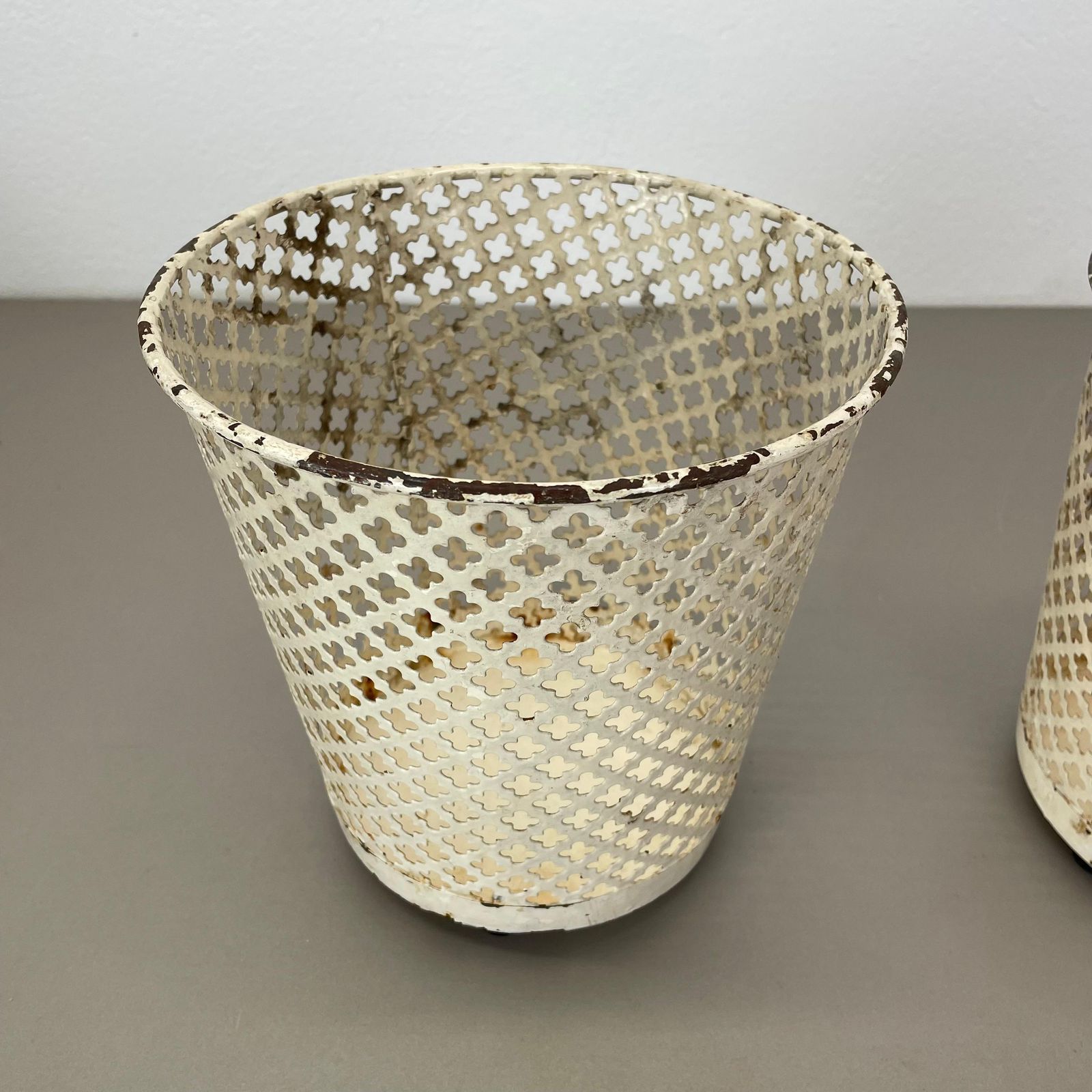 Set Of Two Flower Pot Plant Stands Vases By Mathieu Mategot Attr., France 1950 photo 797.0