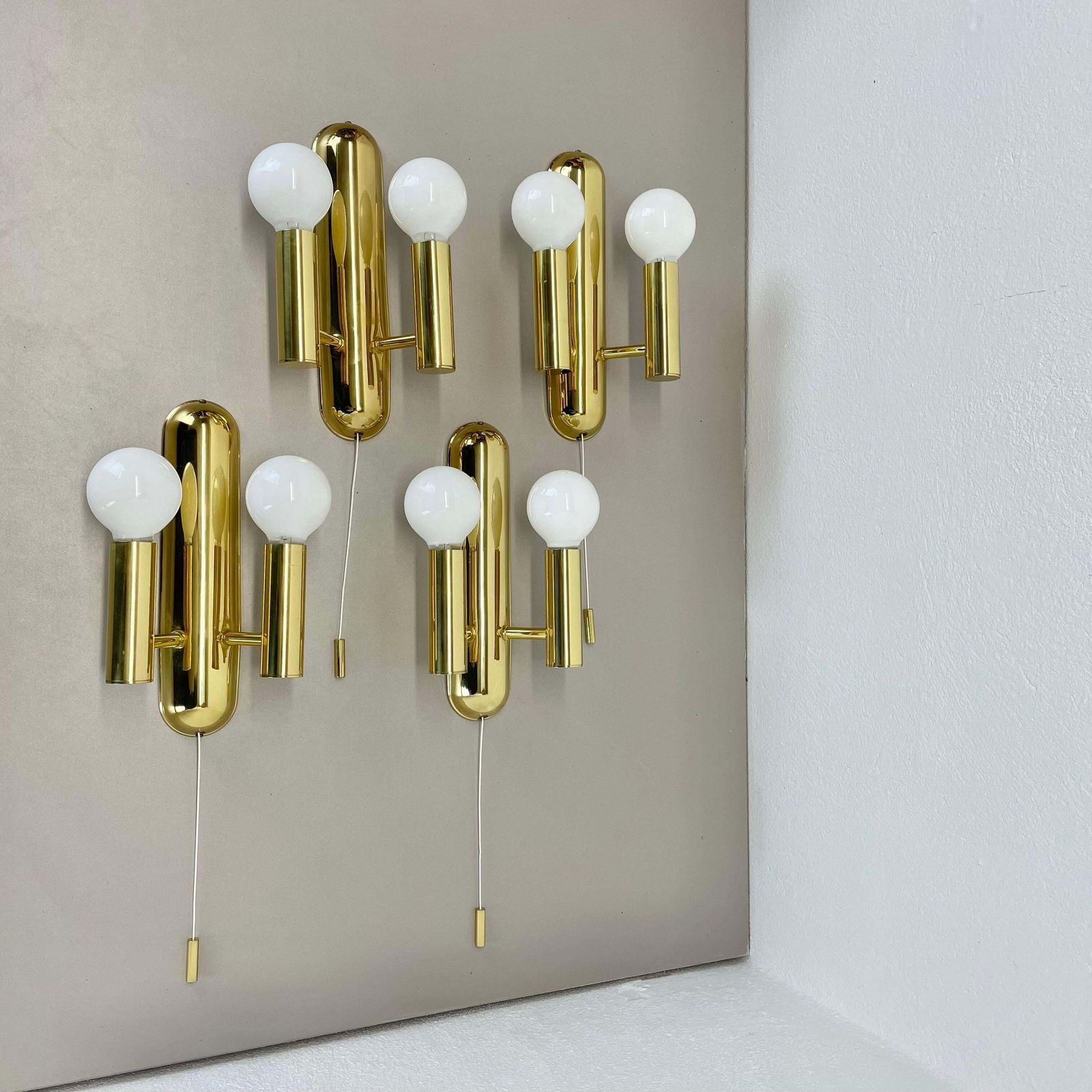 2 Of 4 Pop Art Space Age Brass Wall Light By Sölken Lights Germany, 1980s photo for sale