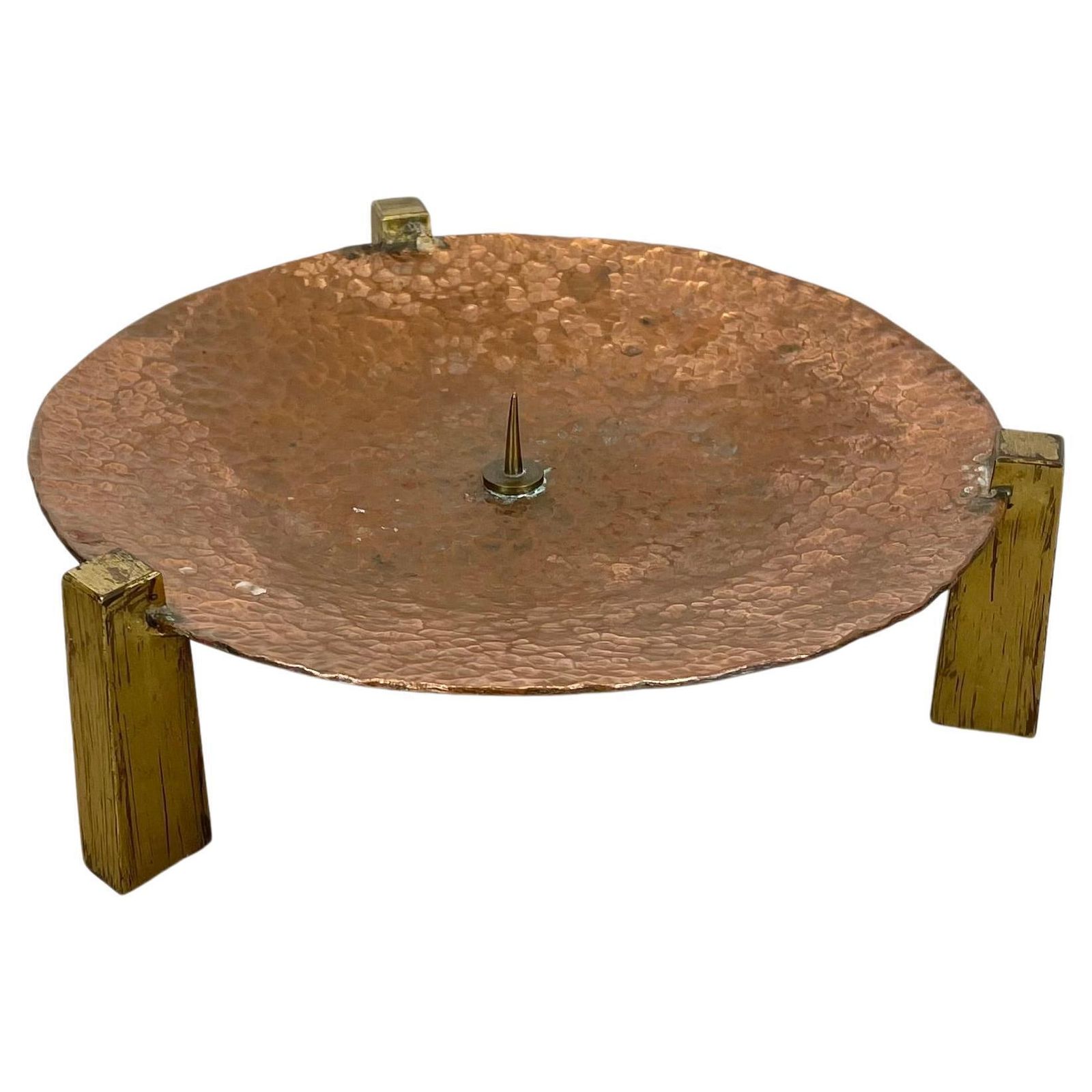 Modernist Sculptural Auböck Style Brutalist Copper Candleholder, Austria 1950
