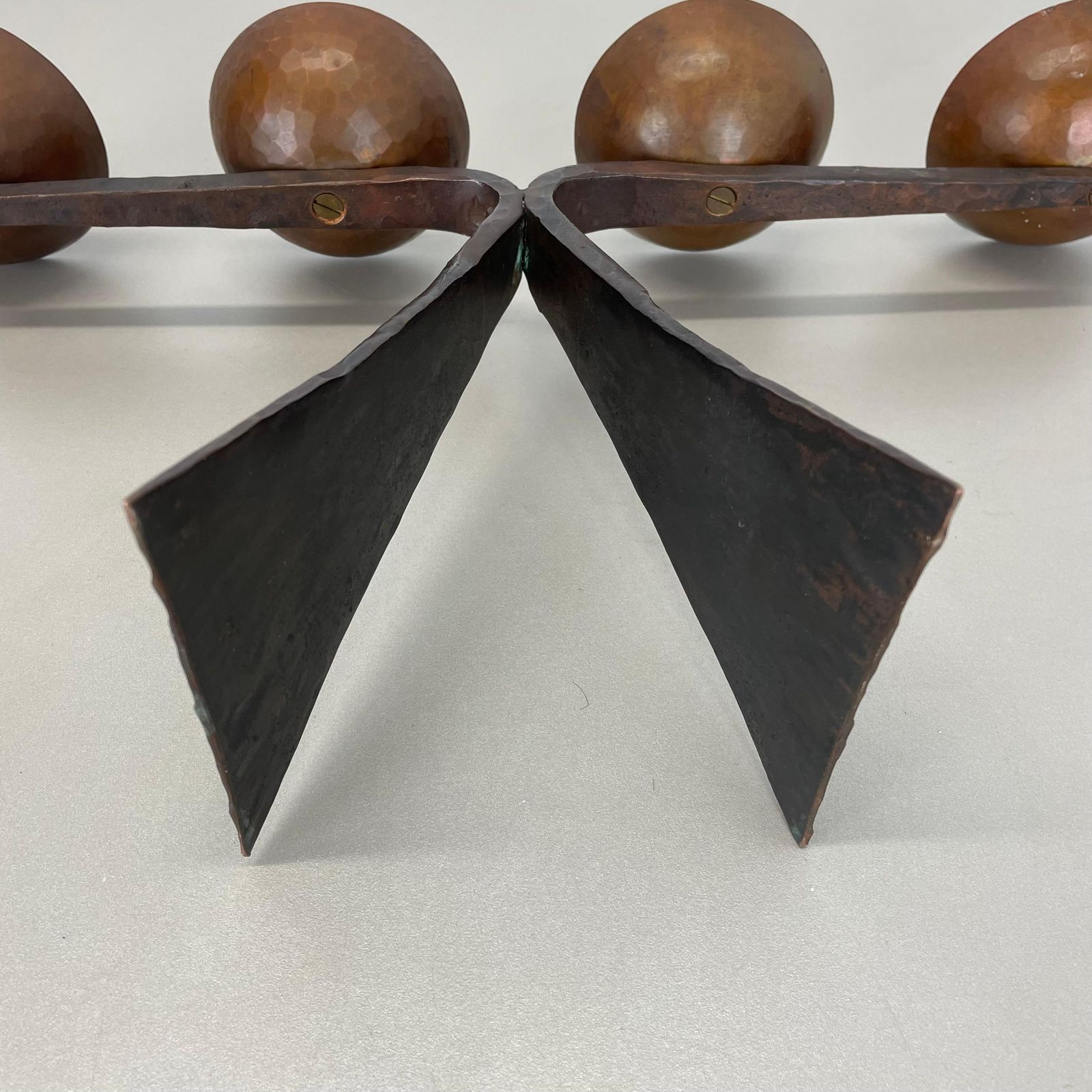 531.0 44cm Modernist Auböck Style Brutalist Copper Metal Candleholder, Austria 1950s photo