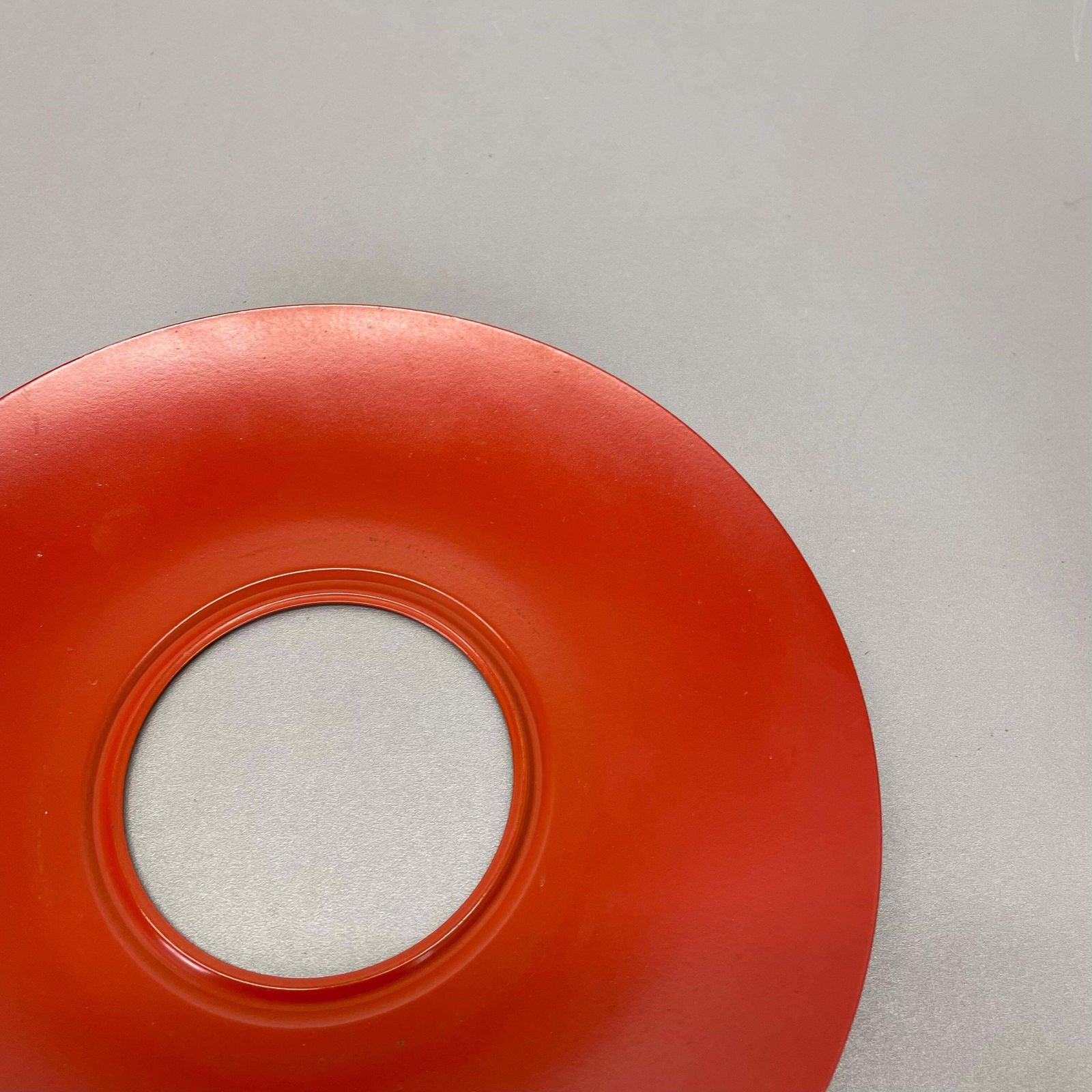 Lighting Red Round 20cm Stilnovo Style Metal Opaline Glass Wall Light, Italy, 1960s photo