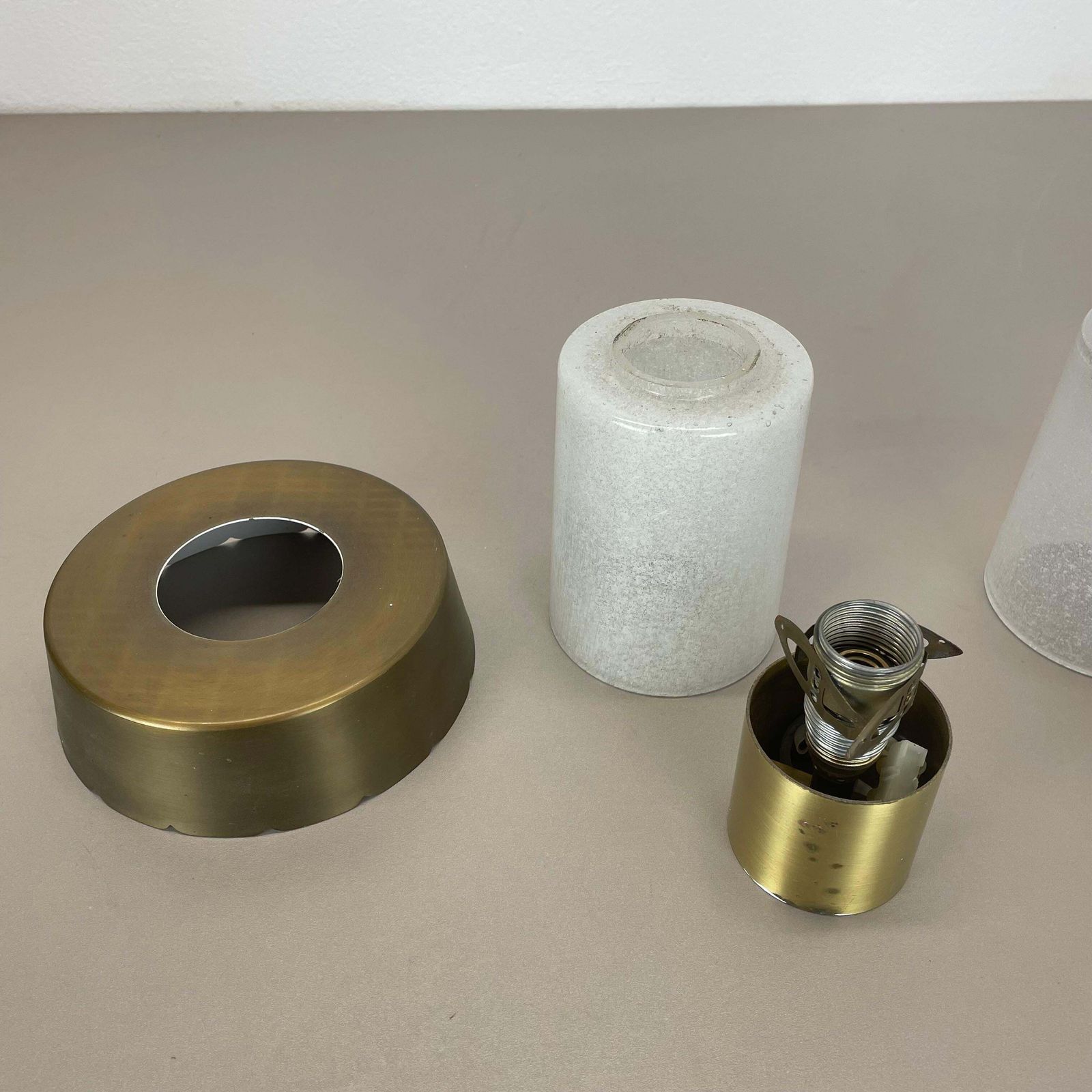 photo vinterior Set Of Two Minimalist Brass And Glass "Tube" Ceiling Light, Italy 1970s