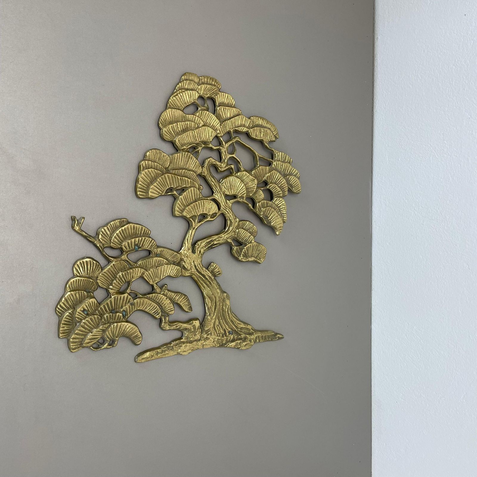 Vintage Modernist Brass Wall Object Decoration Sculpture Bonsai, Germany, 1960s photo furniture