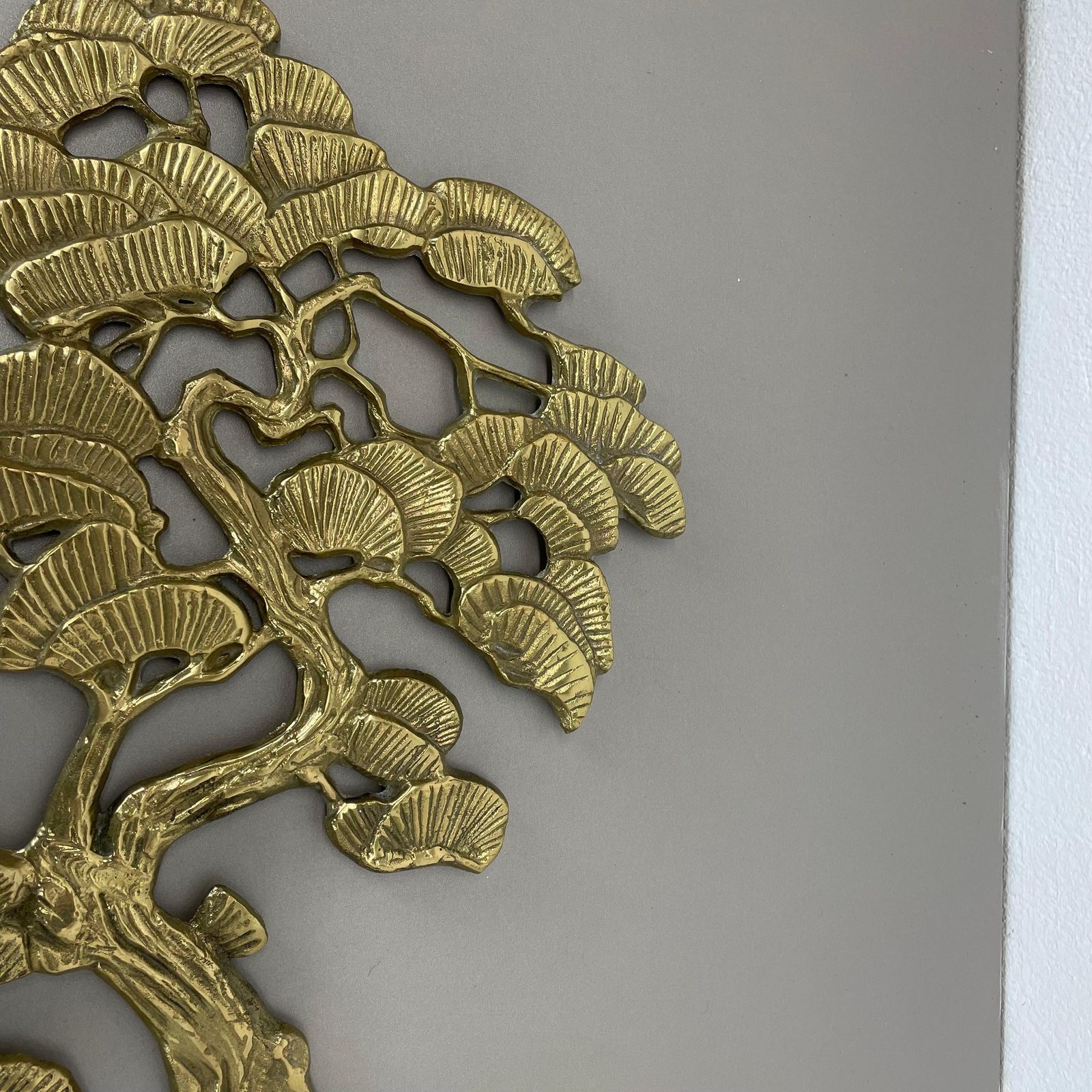 Vintage Modernist Brass Wall Object Decoration Sculpture Bonsai, Germany, 1960s photo Art