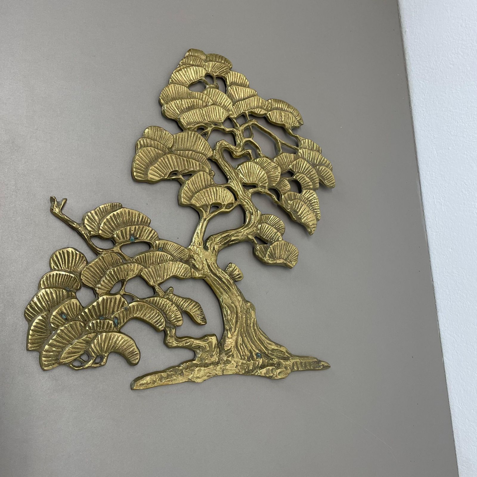 Vintage Modernist Brass Wall Object Decoration Sculpture Bonsai, Germany, 1960s photo vintage