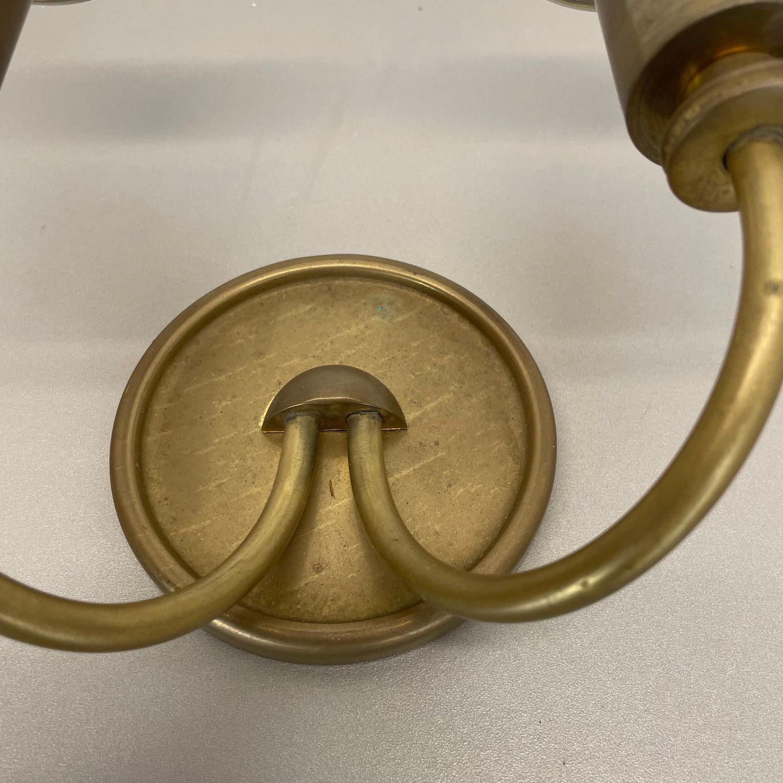 Lighting Small 2 Lights Modernist Brass Floral Theatre Wall Light Sconce, France, 1950s photo