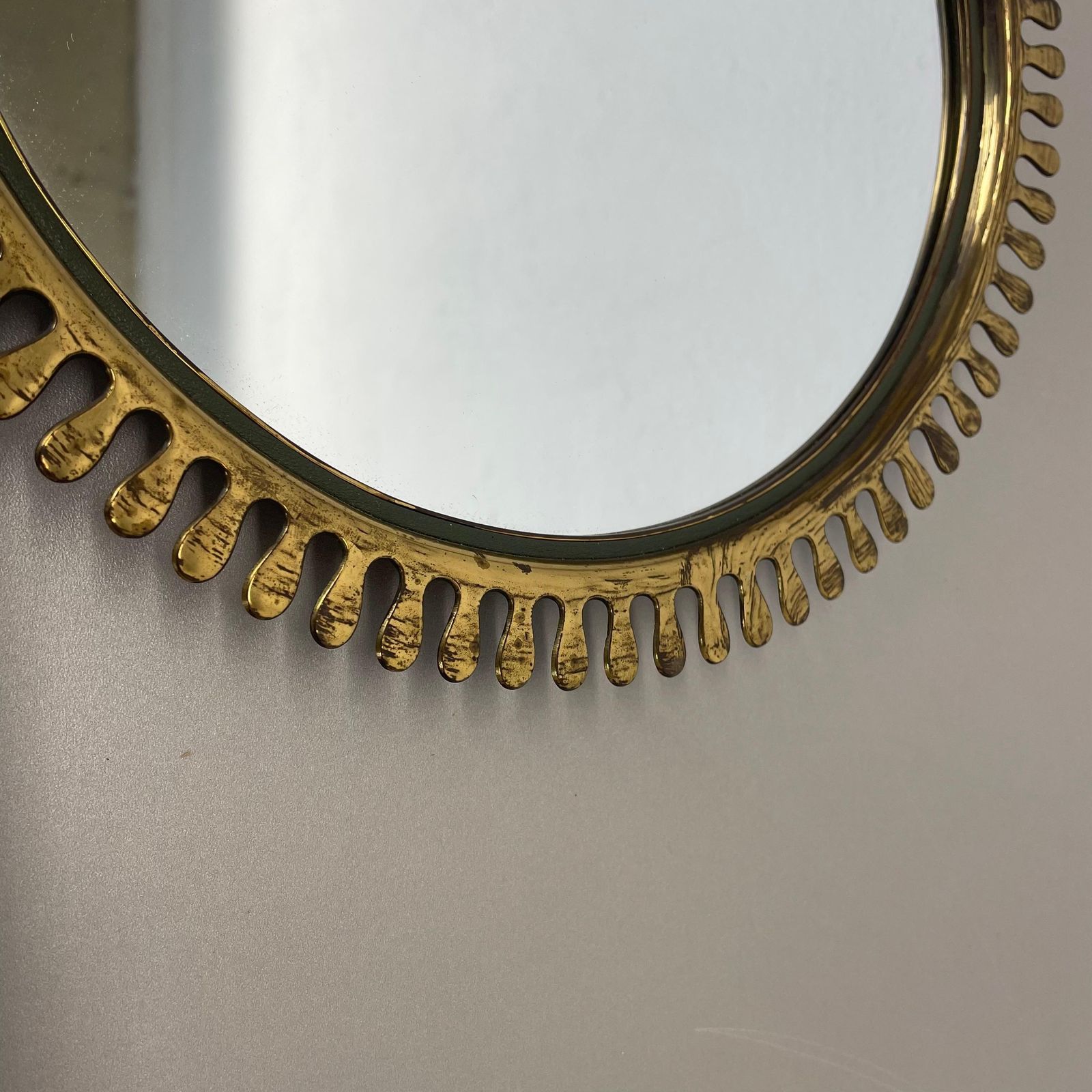 photo furniture Brass Wall Mirror In Josef Frank Style, By Vereinigte Werkstätten Germany 1950s