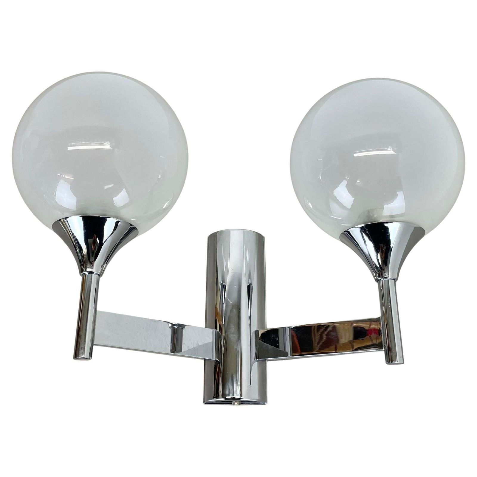 Rare Chrome Tube "Torch" Wall Light By Gaetano Sciolari Attrib., Italy 1970s