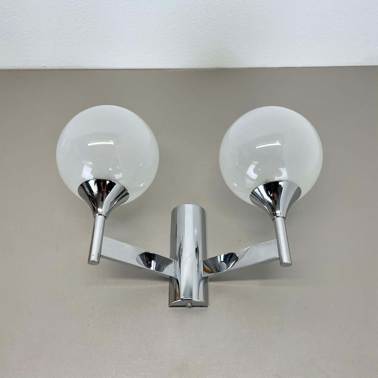 Rare Chrome Tube "Torch" Wall Light By Gaetano Sciolari Attrib., Italy 1970s photo vintage