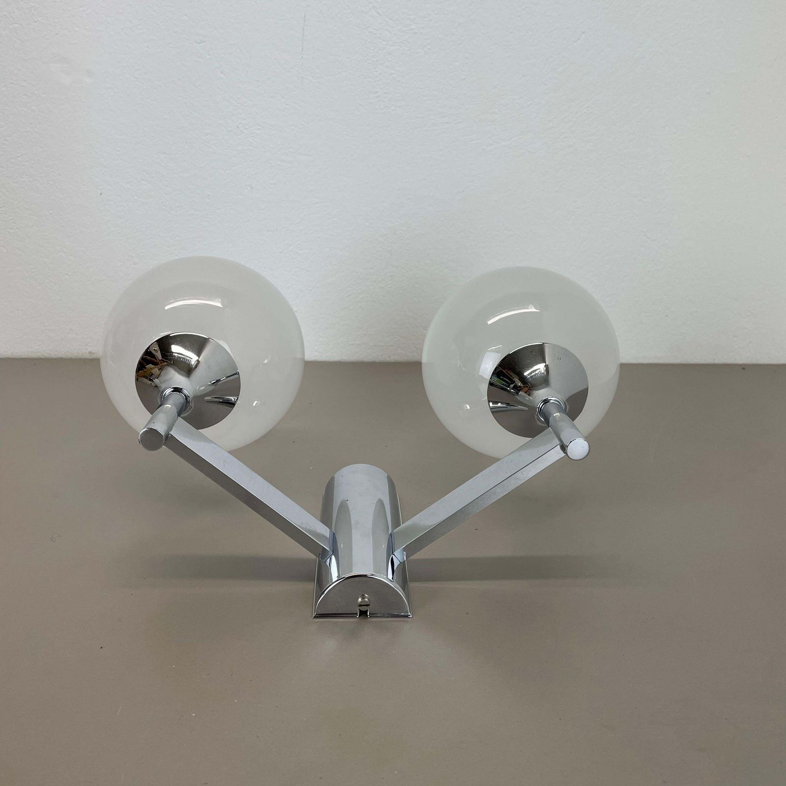 photo for sale Rare Chrome Tube "Torch" Wall Light By Gaetano Sciolari Attrib., Italy 1970s