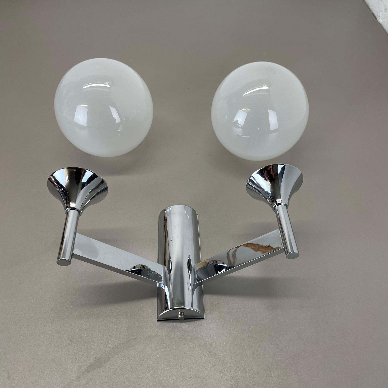 Lighting Rare Chrome Tube "Torch" Wall Light By Gaetano Sciolari Attrib., Italy 1970s photo