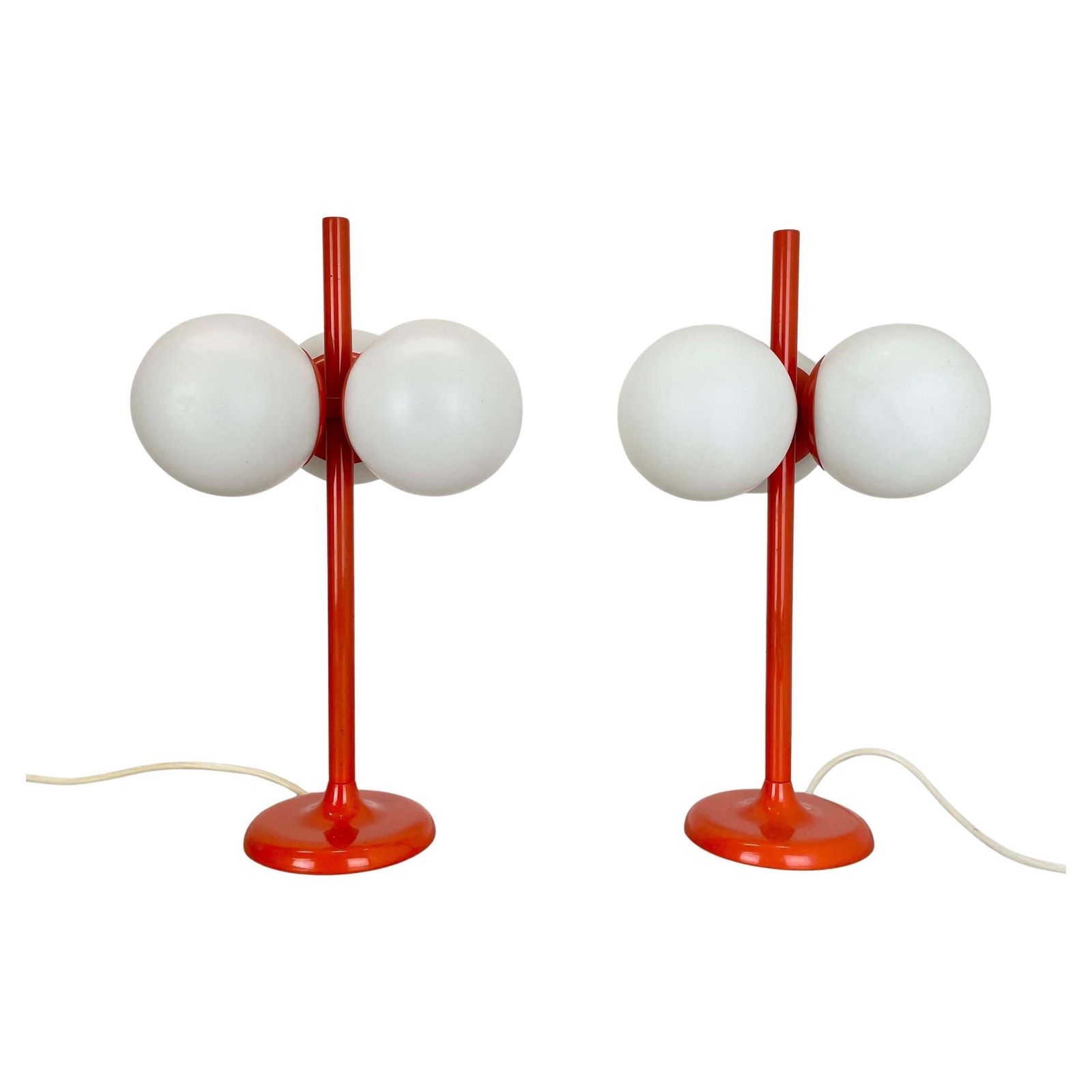 1 Of 2 Modernist Orange Sputnik Table Light Kaiser Leuchten, 1970s Germany
