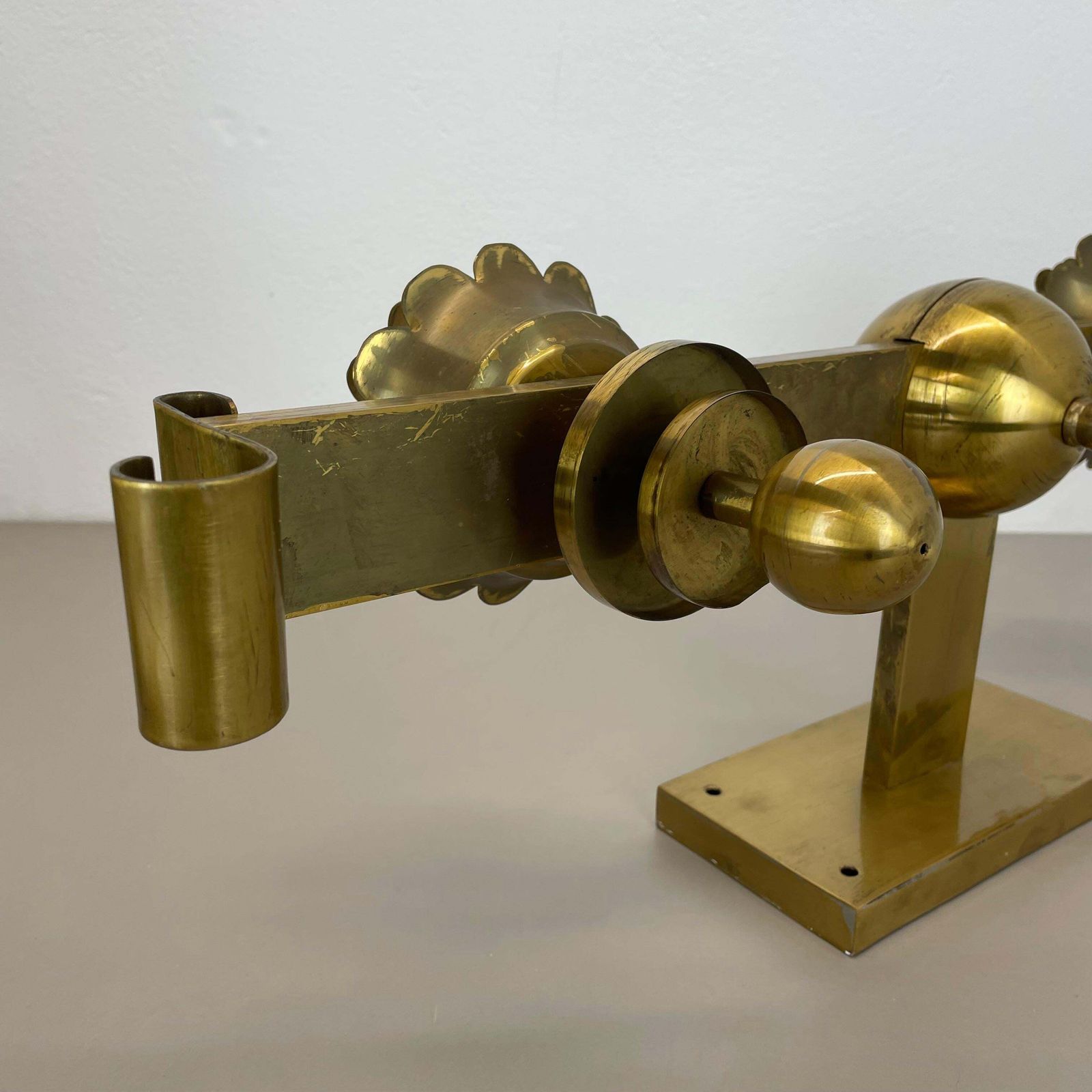 photo vinterior Rare Xxl Art Deco 65cm Solid Brass Stilnovo Style Theatre Wall Light Italy 1950s