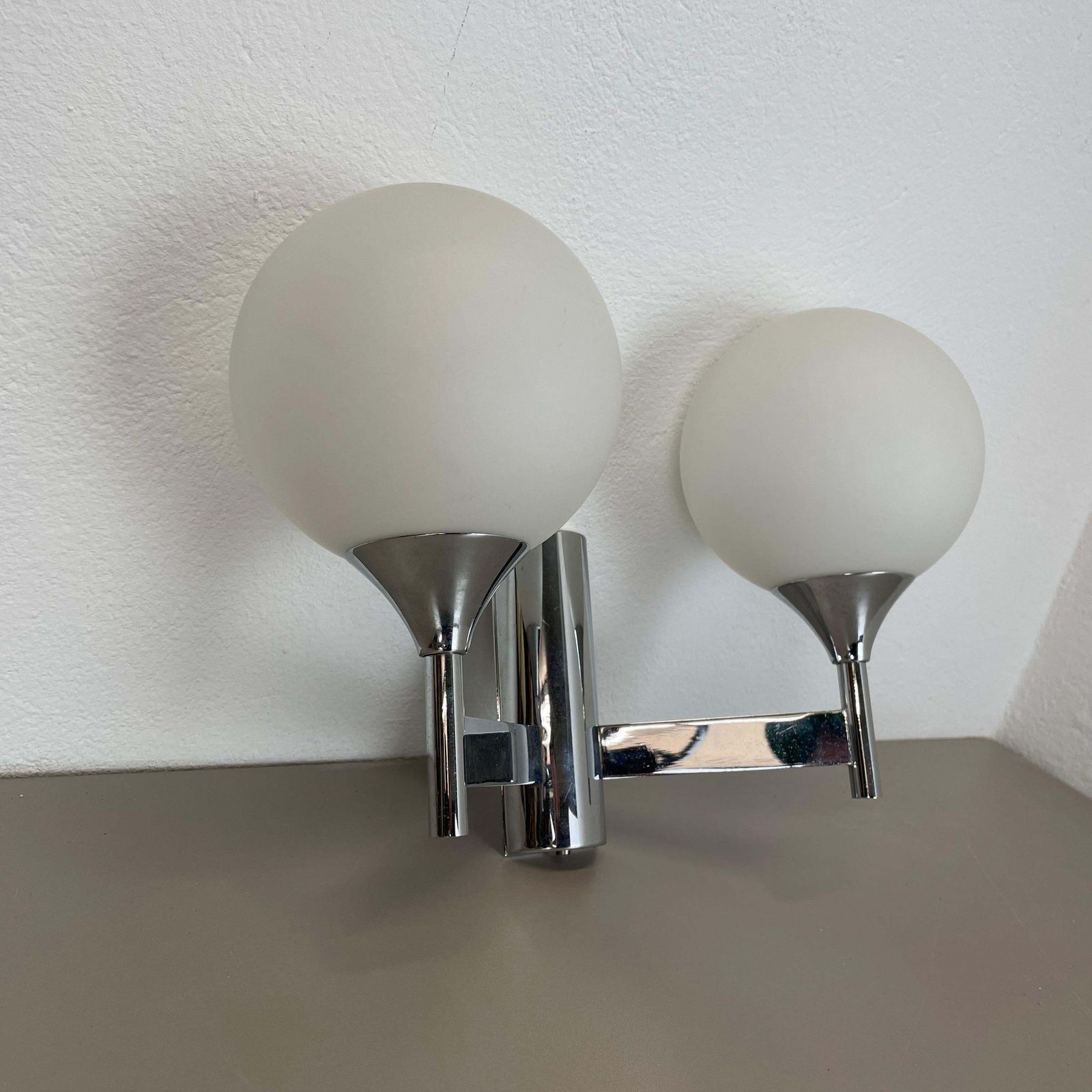 photo furniture Rare Chrome Tube "Torch" Wall Light By Gaetano Sciolari Attrib., Italy 1970s