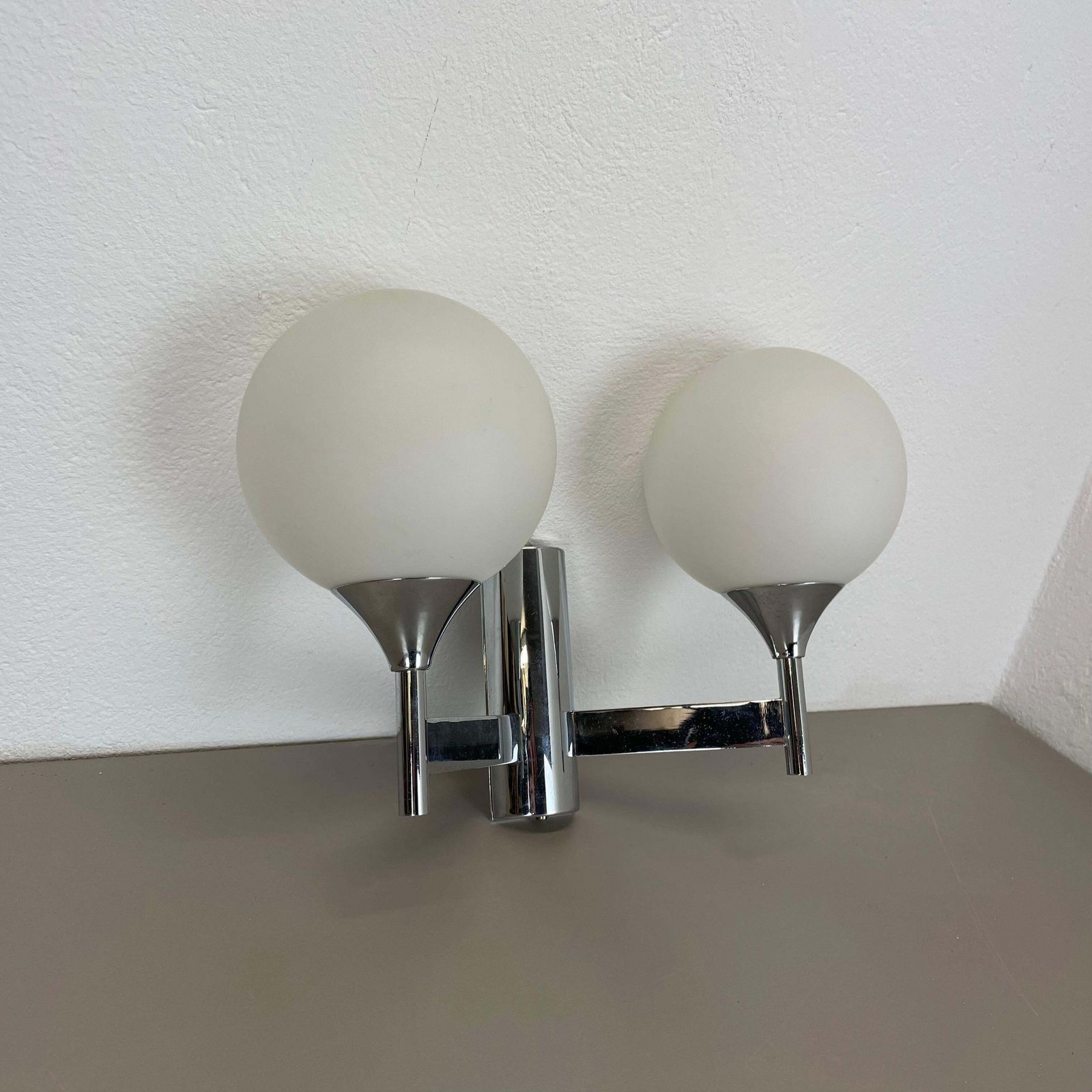photo for sale Rare Chrome Tube "Torch" Wall Light By Gaetano Sciolari Attrib., Italy 1970s