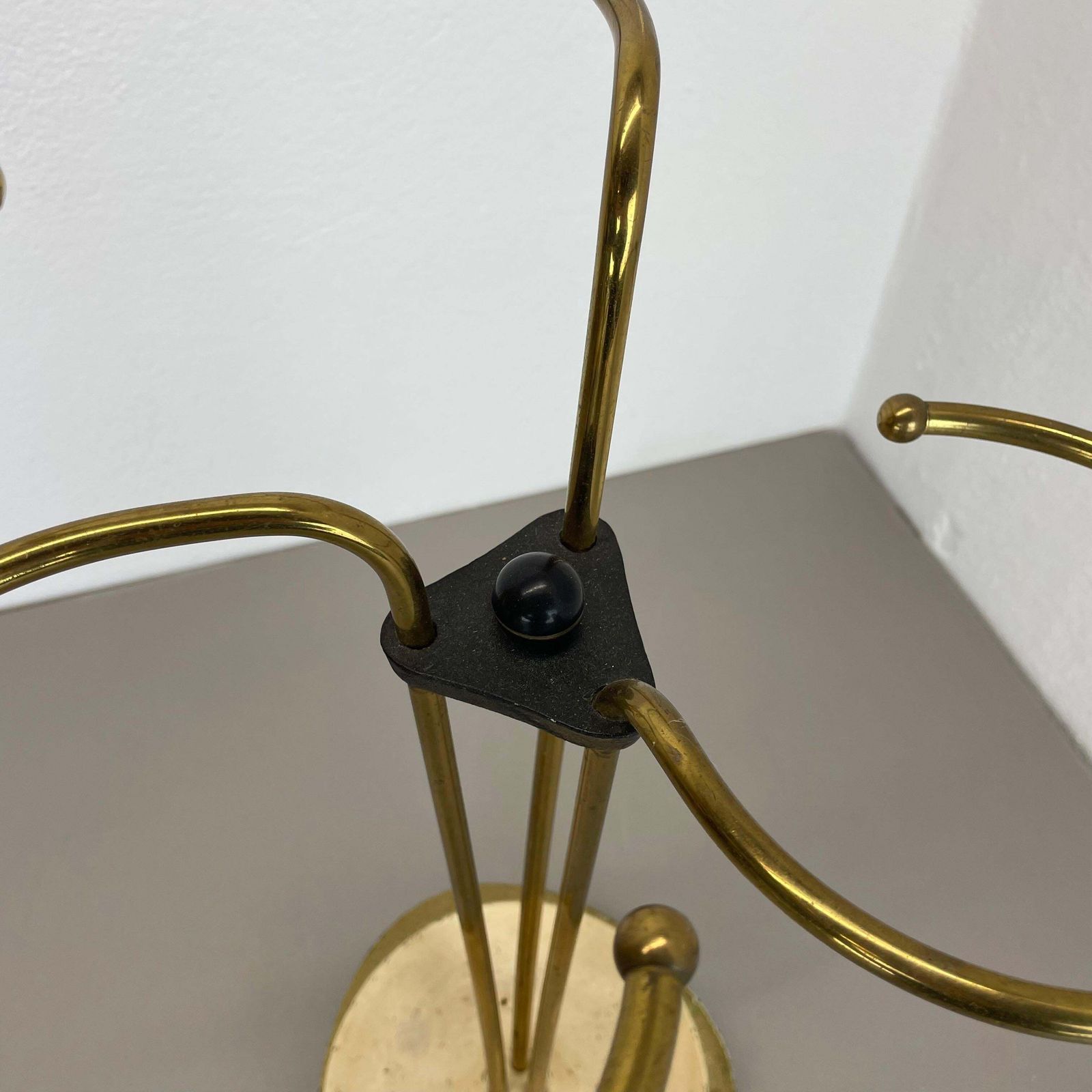 Original 48cm Swirl Metal Brass Modernist Bauhaus Umbrella Stand Germany, 1950s photo 531.0
