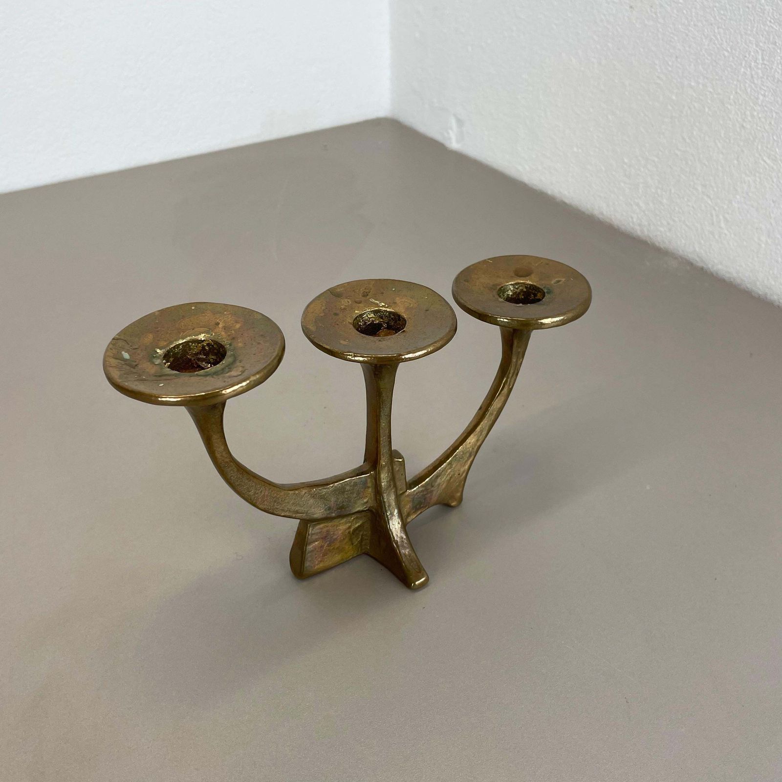 Midcentury Brutalist Bronze Candleholder By Michael Harjes, Germany, 1960s photo for sale