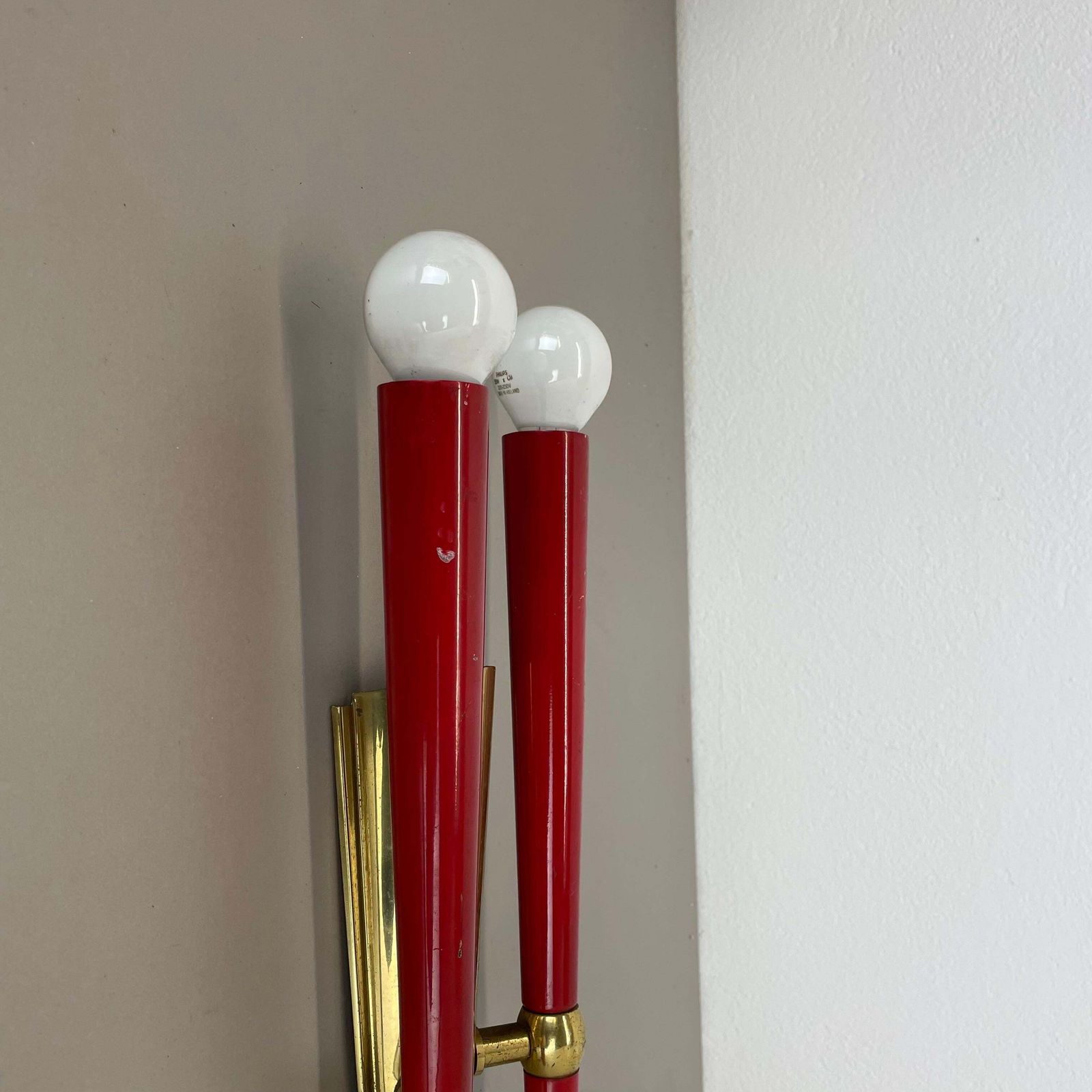 Rare Minimalist 32cm Brass Stilnovo Style Theatre Wall Light Sconce, Italy 1950s photo buy