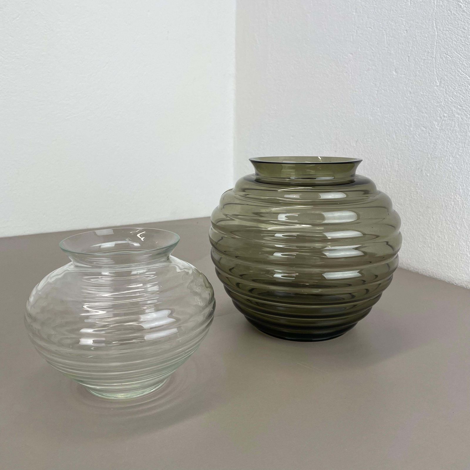 Set Of 2 Glass Vase By Richard Lauke For Vlg Weisswasser, Germany, 1960s photo for sale