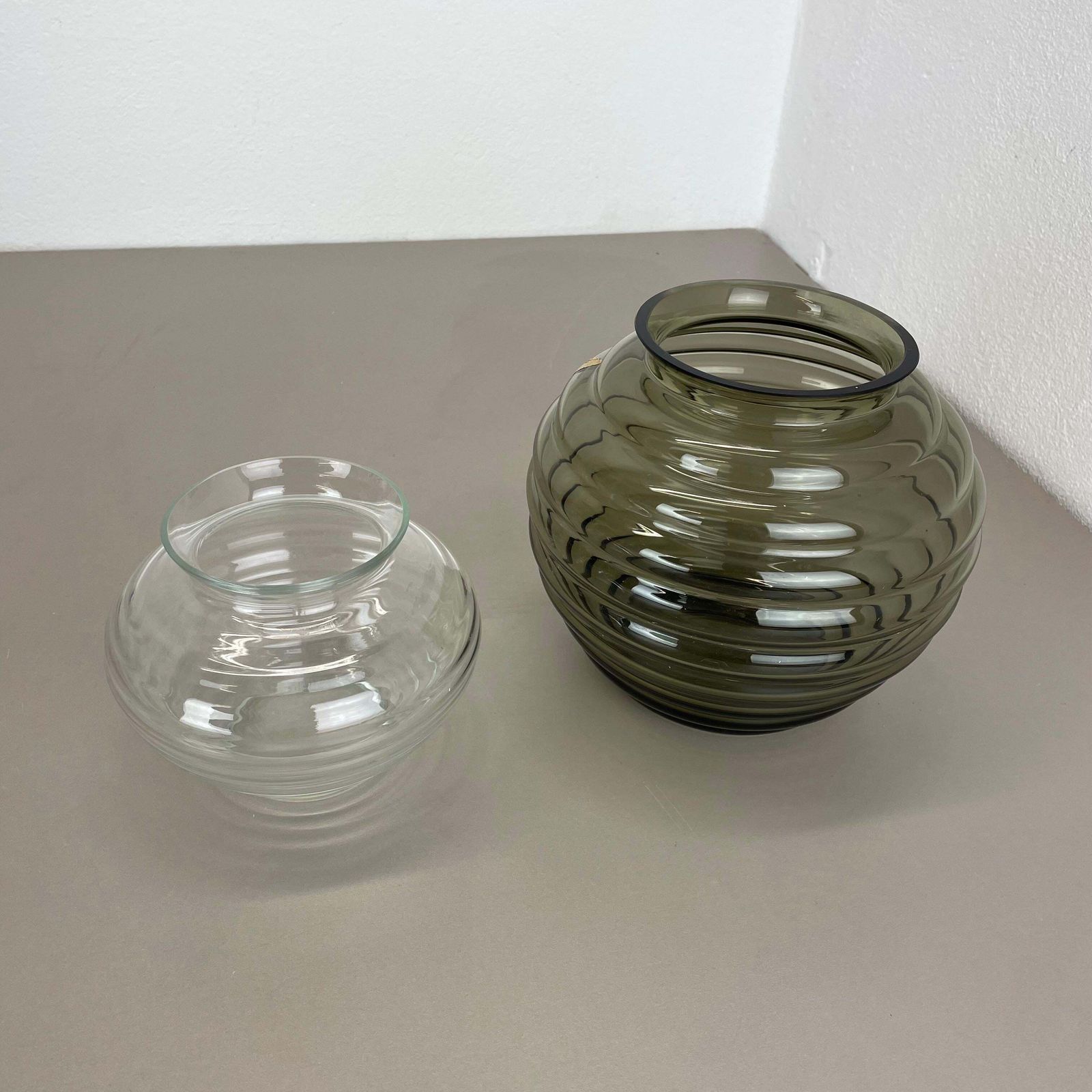 Set Of 2 Glass Vase By Richard Lauke For Vlg Weisswasser, Germany, 1960s photo Home Decor