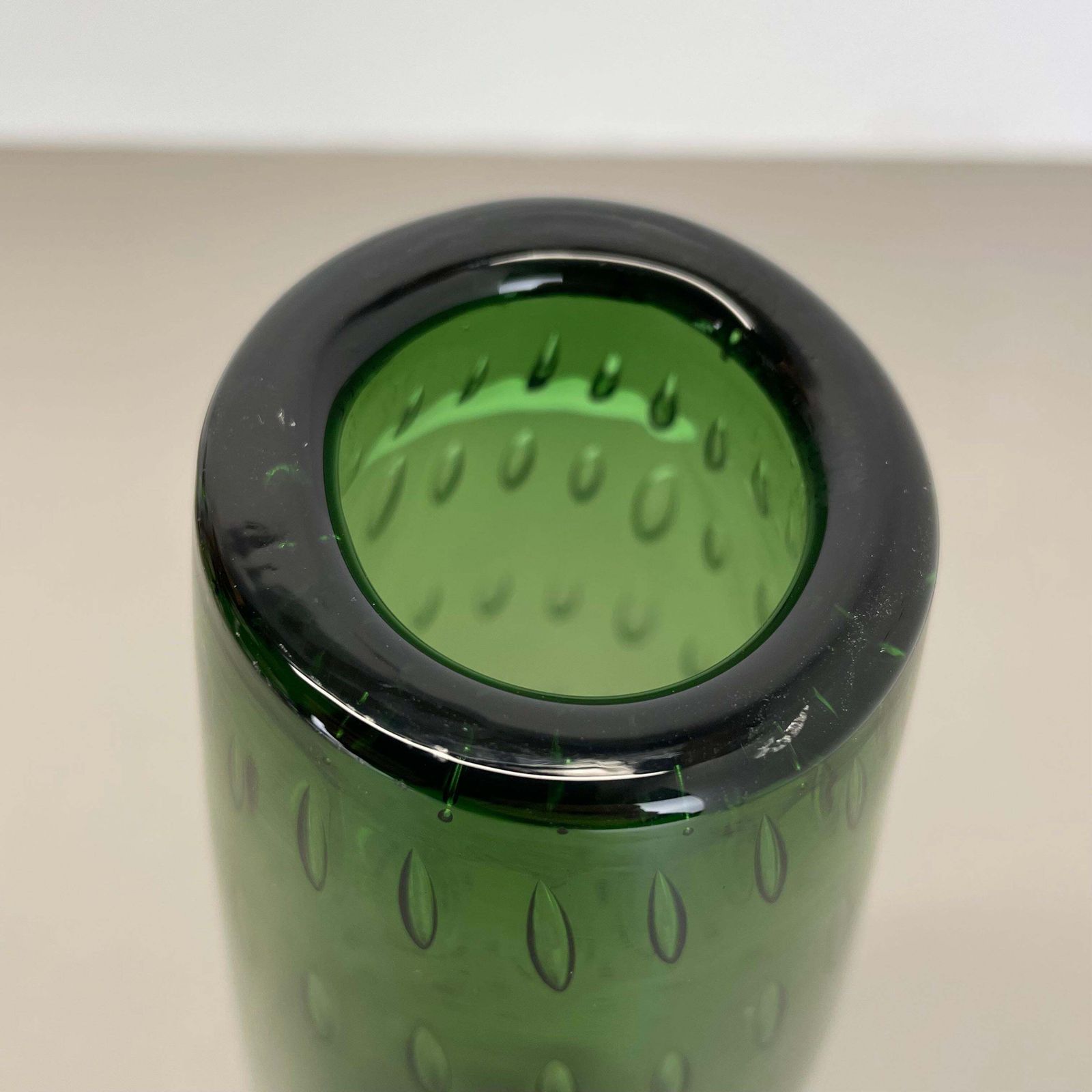 Large 33cm Murano Glass Bullicante Bubble "Green" Vase Element, Italy, 1970s photo Home Decor