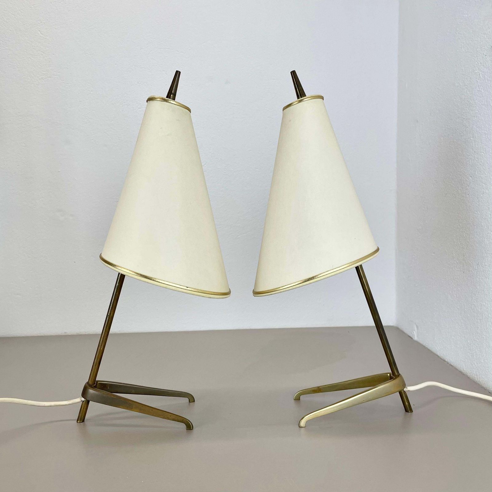 Set Of 2 Midcentury Modern Brass Table Light By J.T Kalmar Attrib., Austria 1950 photo furniture