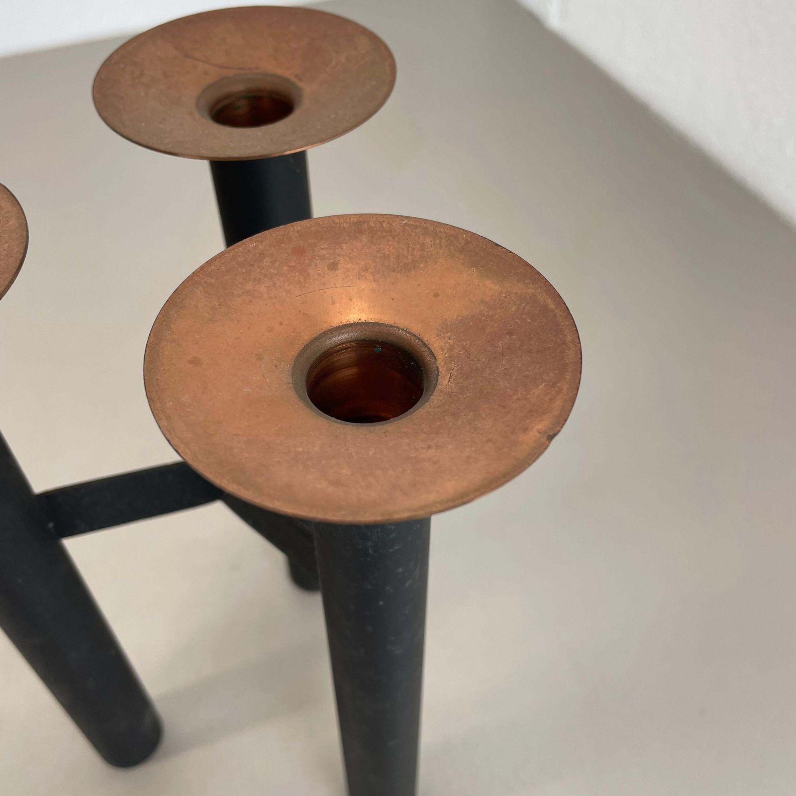Vintage Tripod Metal And Copper Candleholder By Hans Agne Jakobsson, Sweden 1970 photo vintage