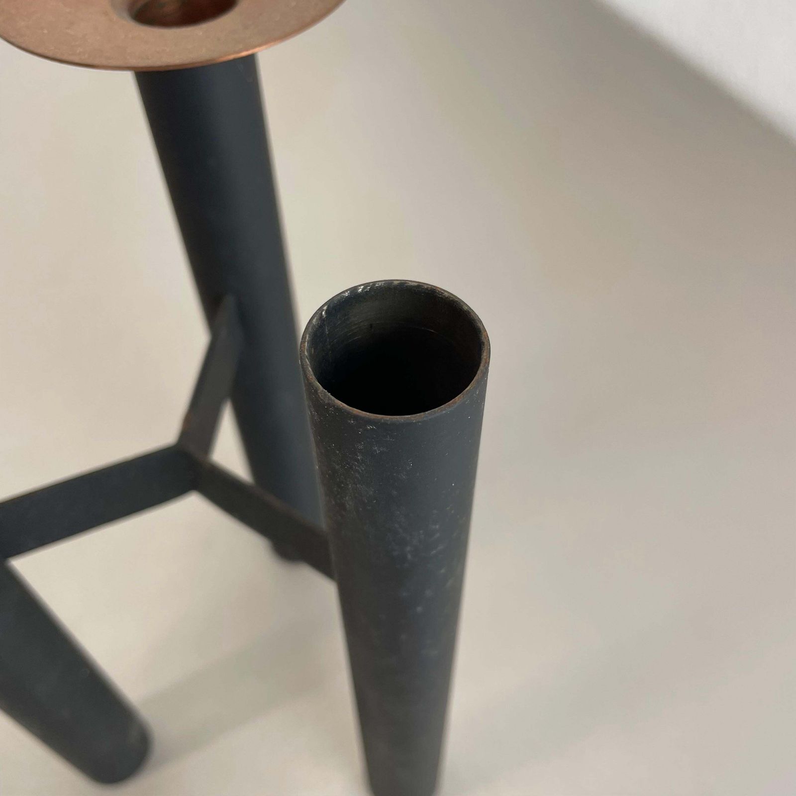 487.0 Vintage Tripod Metal And Copper Candleholder By Hans Agne Jakobsson, Sweden 1970 photo