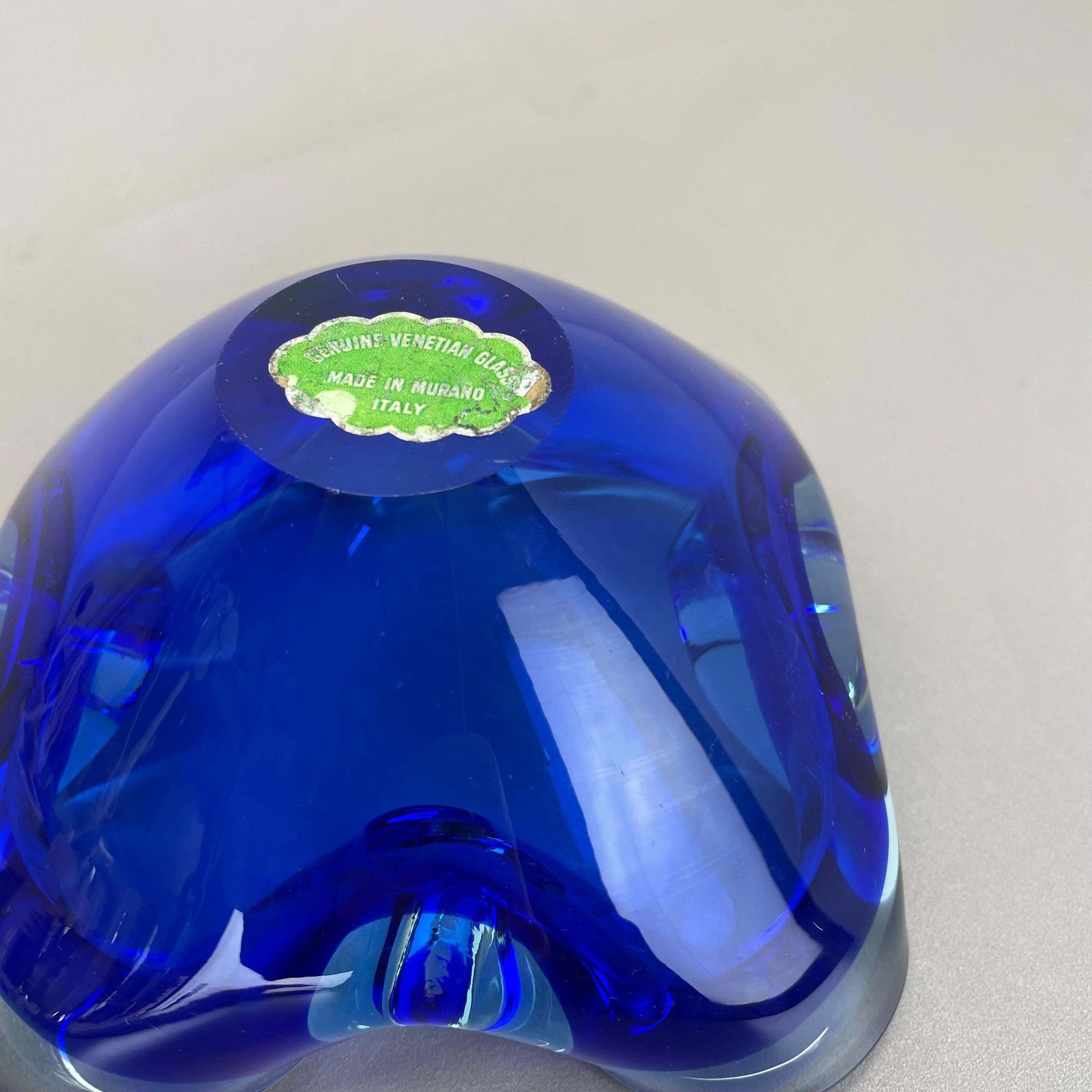 477.0 Unique Large Blue Murano Glass Multicolor Bowl Element Shell Italy, 1970 photo