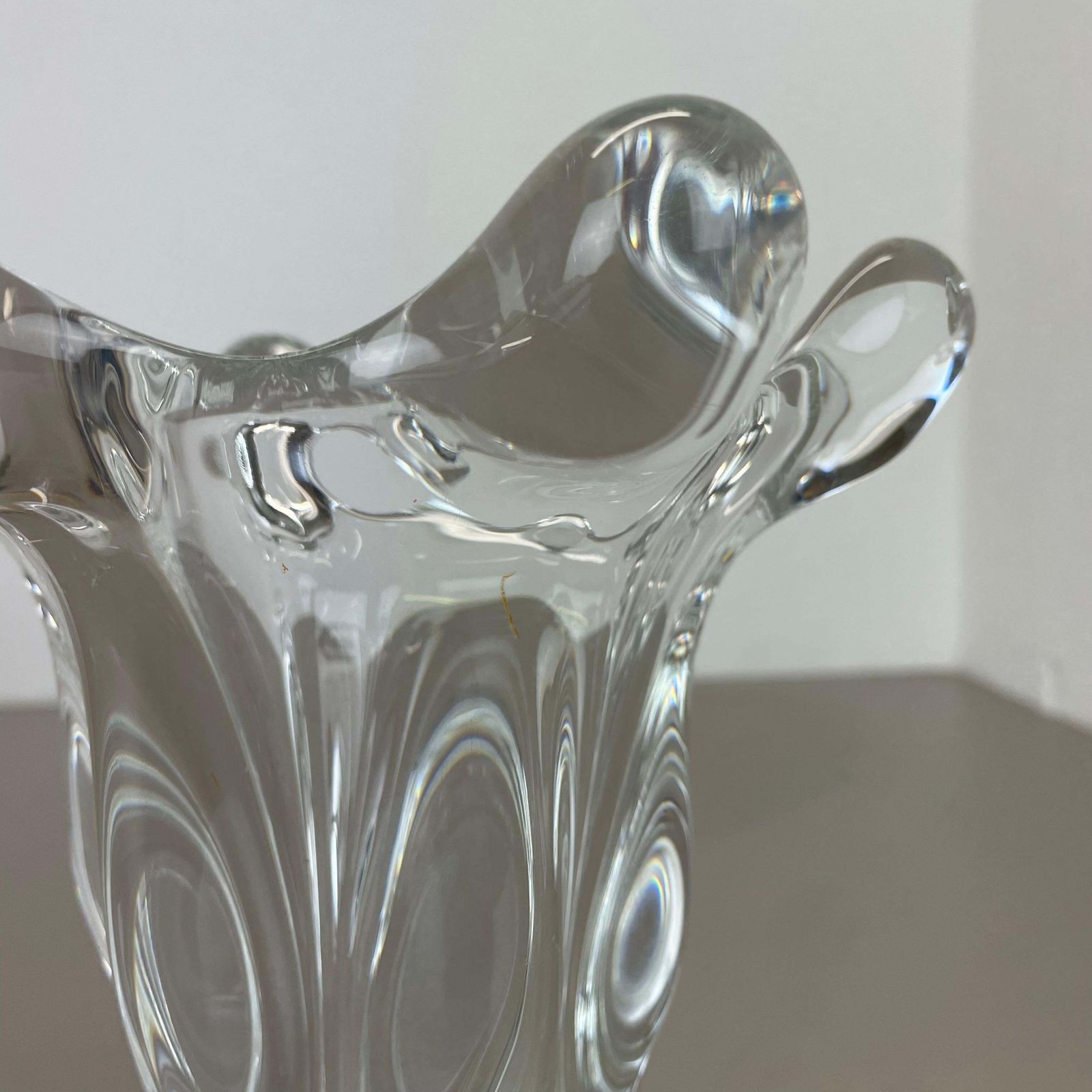 Small Lucid 21cm Floral Bubble Crystal Glass Vase By Art Vannes, France, 1970s photo for sale