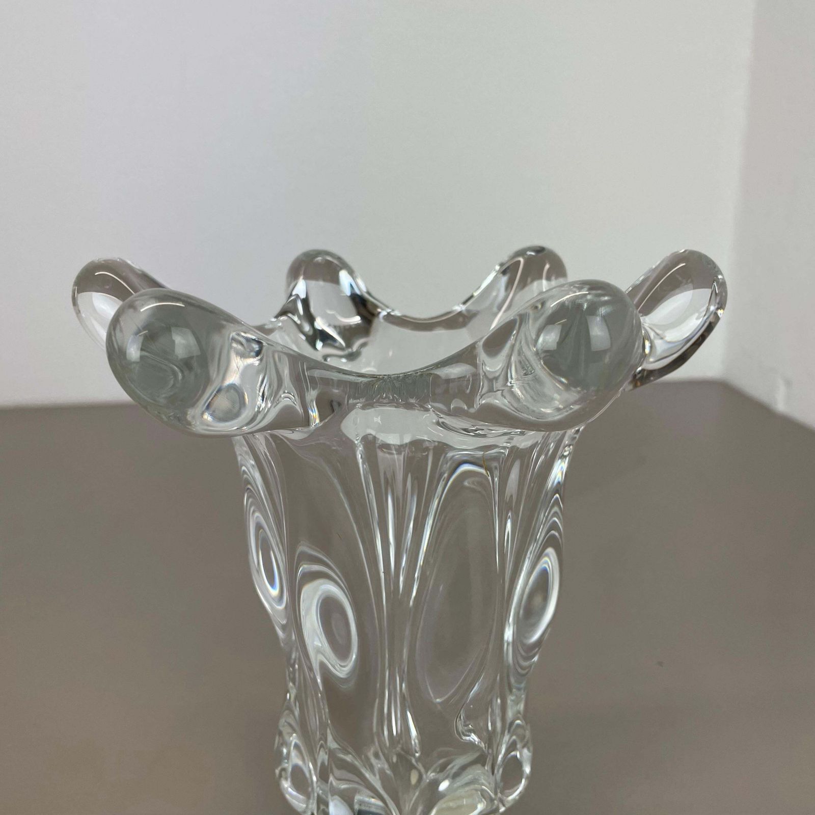 Small Lucid 21cm Floral Bubble Crystal Glass Vase By Art Vannes, France, 1970s photo Home Decor