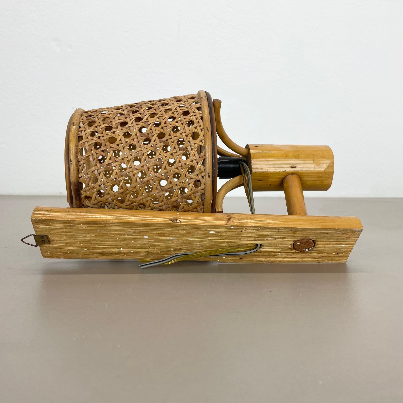 photo buy Rare Bamboo, Wicker And Rattan Wall Light In Louis Sognot Style, France, 1950s