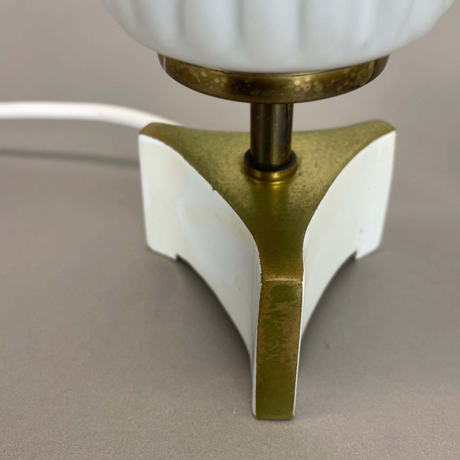 Set Of 2 Stilnovo Sarfatti Style "Cone" Glass And Brass Table Light, Italy 1950s photo buy