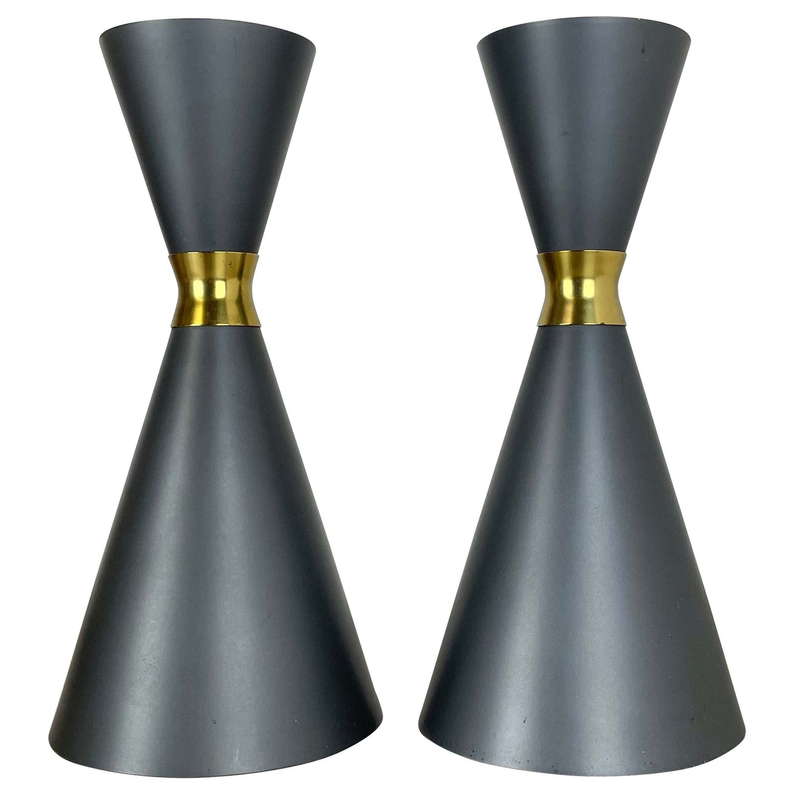 Set Of 2 Diabolo Stilnovo Style Metal Hanging Light, Bag Turgi, Switzerland 1950