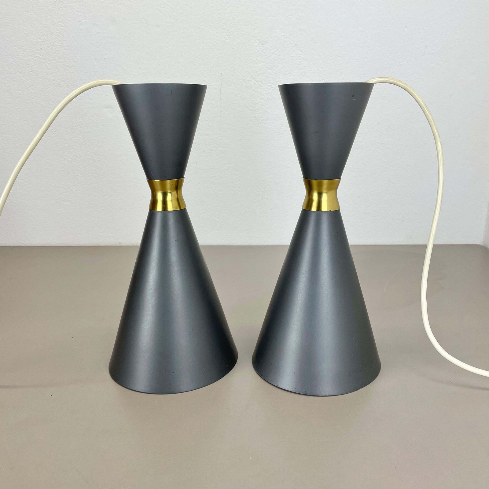 Set Of 2 Diabolo Stilnovo Style Metal Hanging Light, Bag Turgi, Switzerland 1950 photo furniture