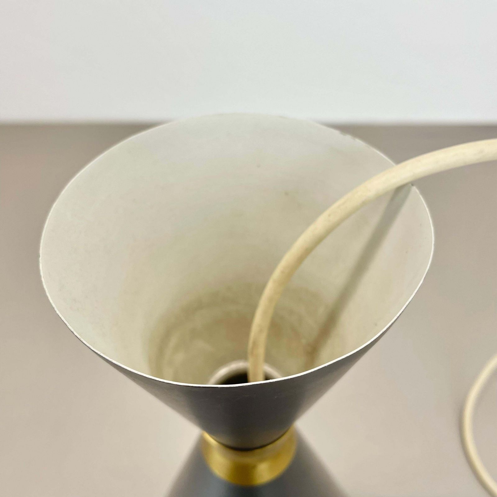 Diabolo Stilnovo Style Grey Metal Hanging Light By Bag Turgi, Switzerland 1950 photo vintage