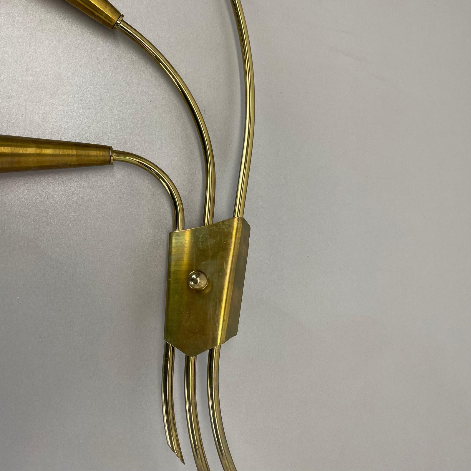 photo for sale Rare Minimalist 53cm Brass Stilnovo Style Theatre Wall Light Sconce, Italy 1950s