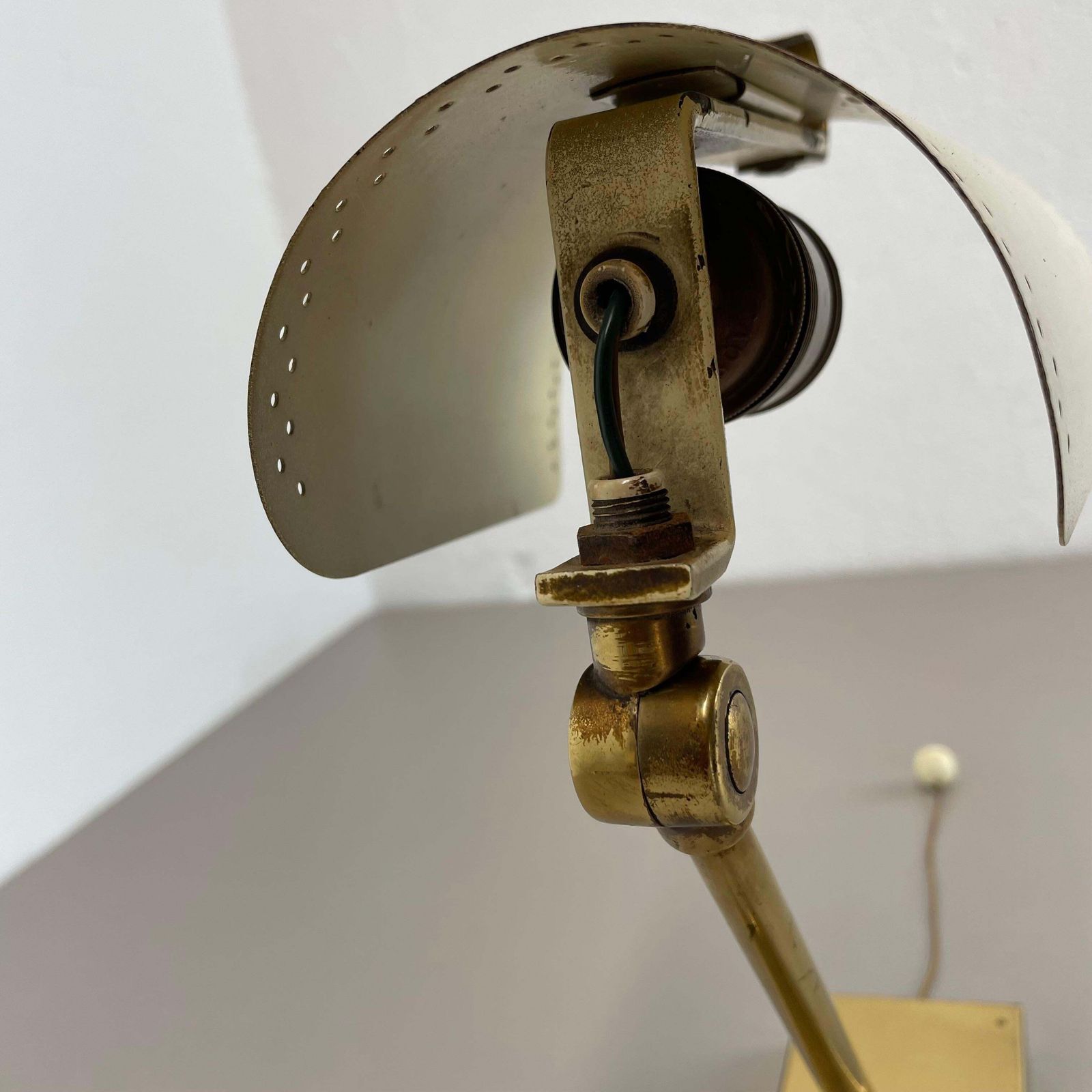 1343.0 Rare Adjustable Brass Stilnovo Style Theatre Wall Ceiling Light, Italy 1950s photo