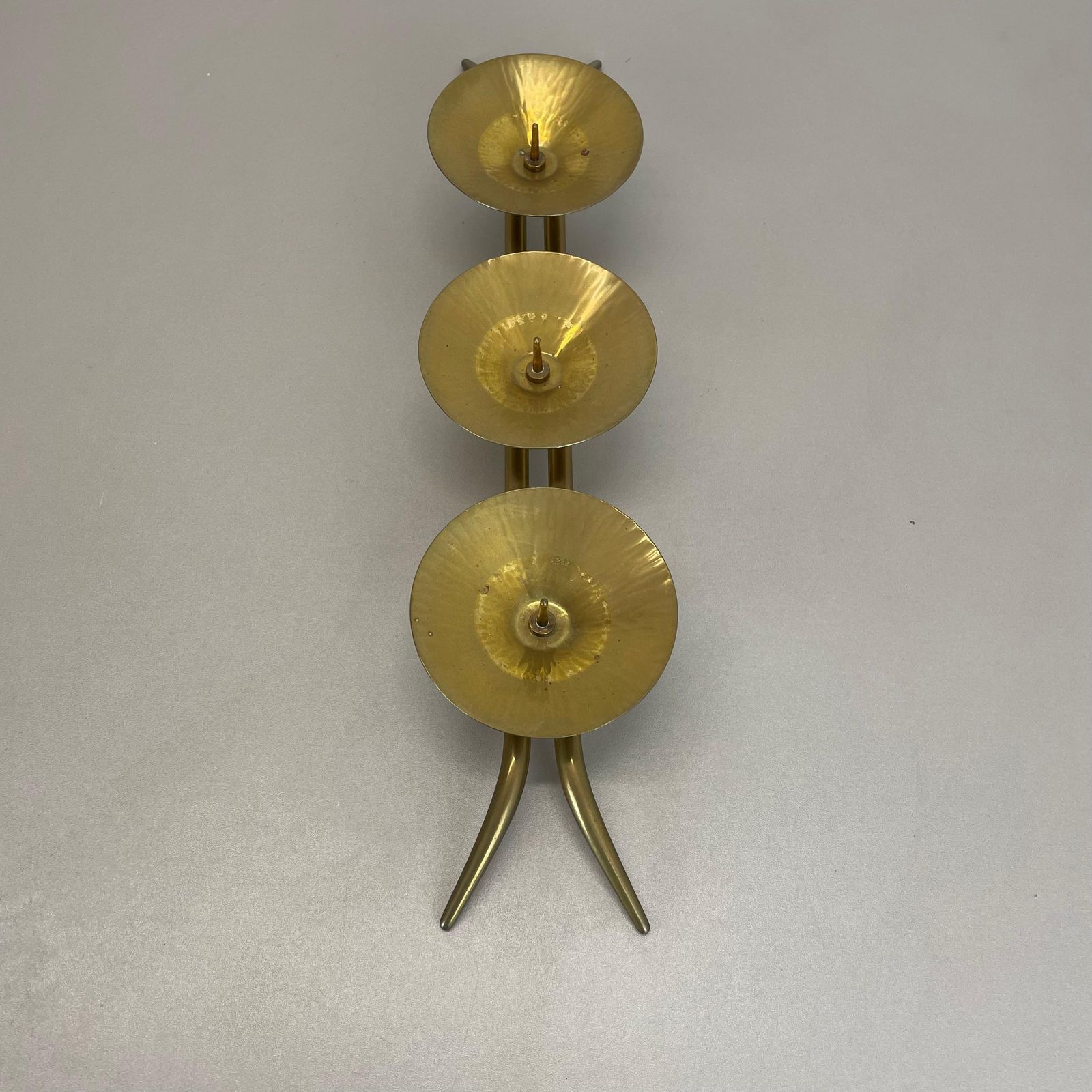 photo vintage 43cm Modernist Auböck Style Brutalist Brass Metal Candleholder, Austria 1950s