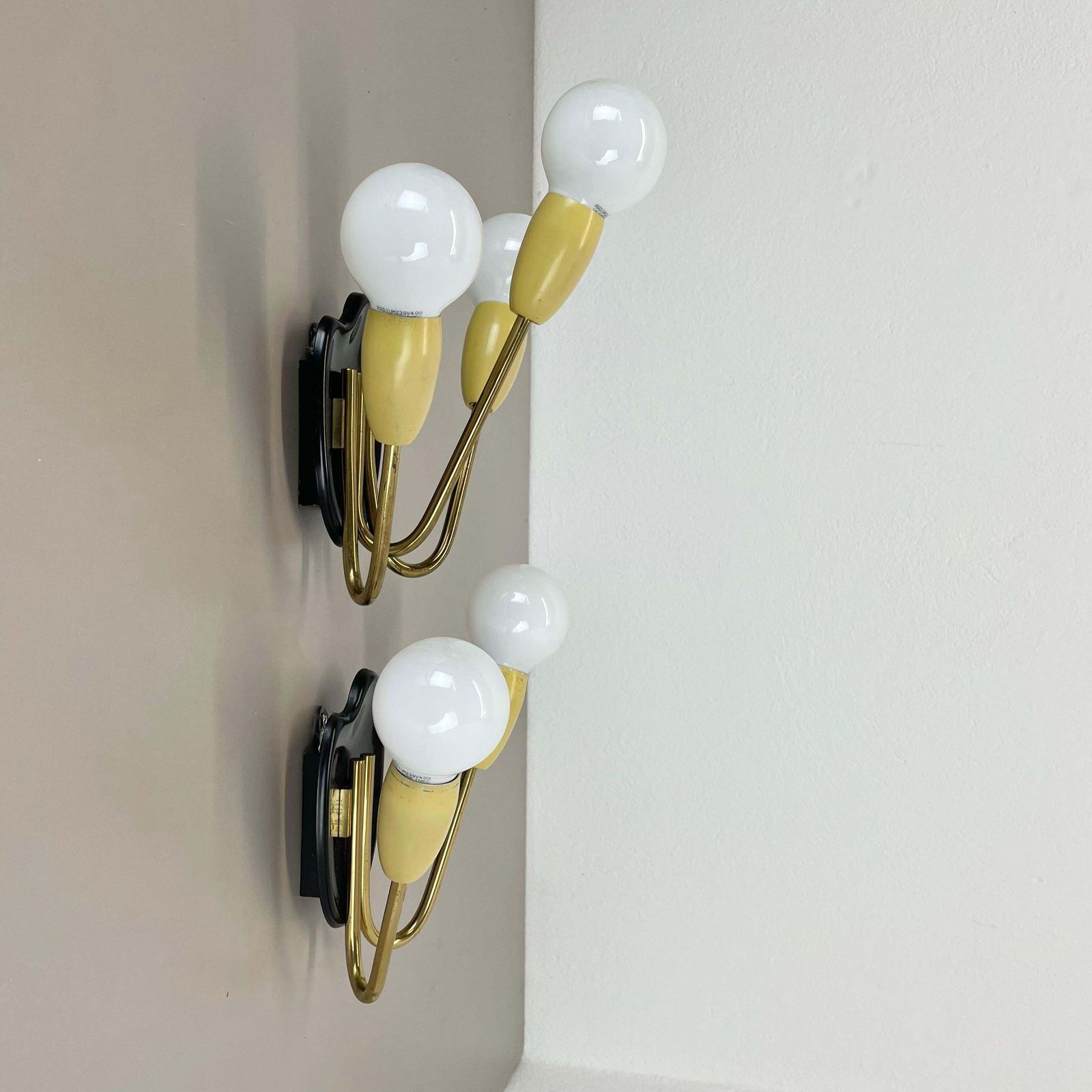 Unique Set Of 2 Multicolor Stilnovo Style Theatre Wall Light Sconces, Italy 1950 photo for sale
