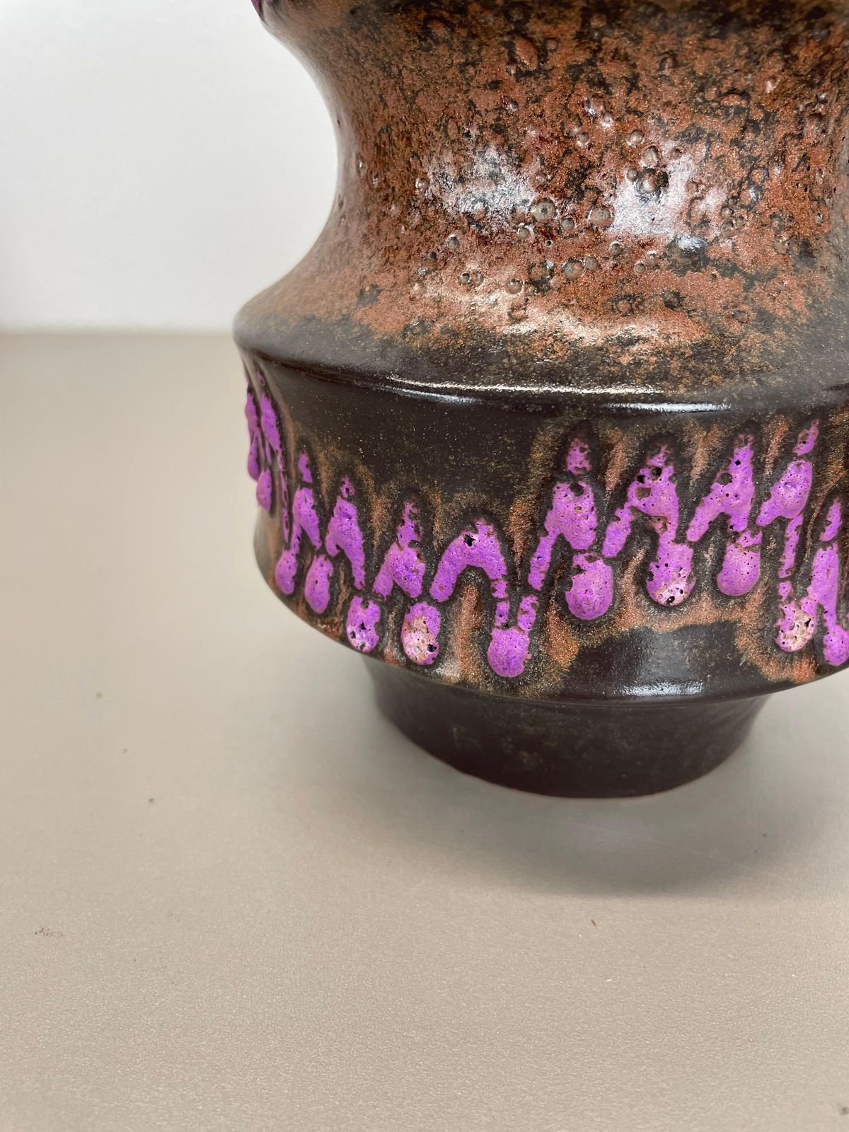 Set Of Two Wgp "Pink Orange" Ceramic Fat Lava Vases By Scheurich, Germany, 1970s photo vinterior