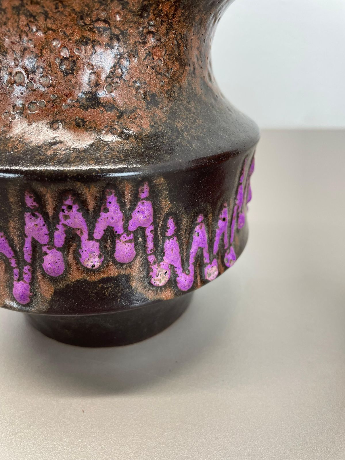 Set Of Two Wgp "Pink Orange" Ceramic Fat Lava Vases By Scheurich, Germany, 1970s photo buy