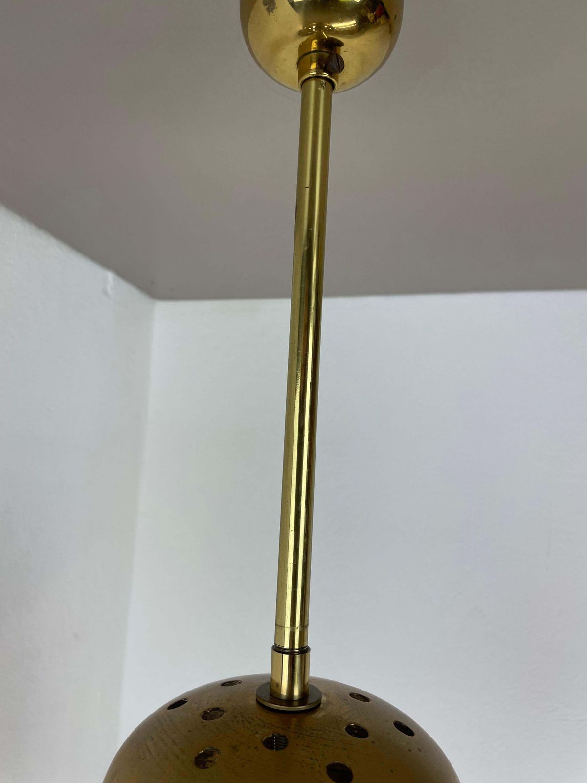 photo for sale Unique  Midcentury Stilnovo Style Brass And Metal Tube Hanging Light, Italy 1950