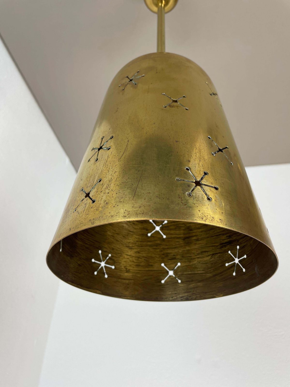 1062.0 Unique  Midcentury Stilnovo Style Brass And Metal Tube Hanging Light, Italy 1950 photo