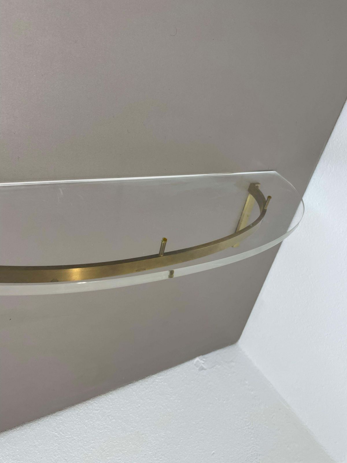 60cm Hollywood Regency Solid Brass And Acryl Glass Wall Board Unit, Italy 1970s photo 575.0