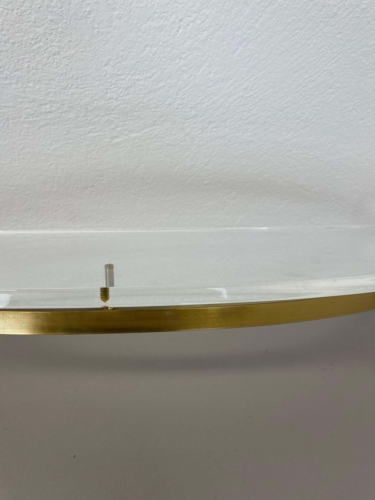 Furniture 60cm Hollywood Regency Solid Brass And Acryl Glass Wall Board Unit, Italy 1970s photo