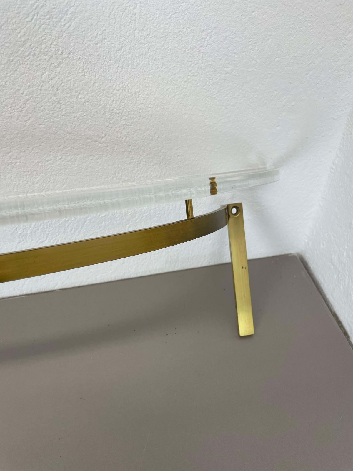 575.0 60cm Hollywood Regency Solid Brass And Acryl Glass Wall Board Unit, Italy 1970s photo